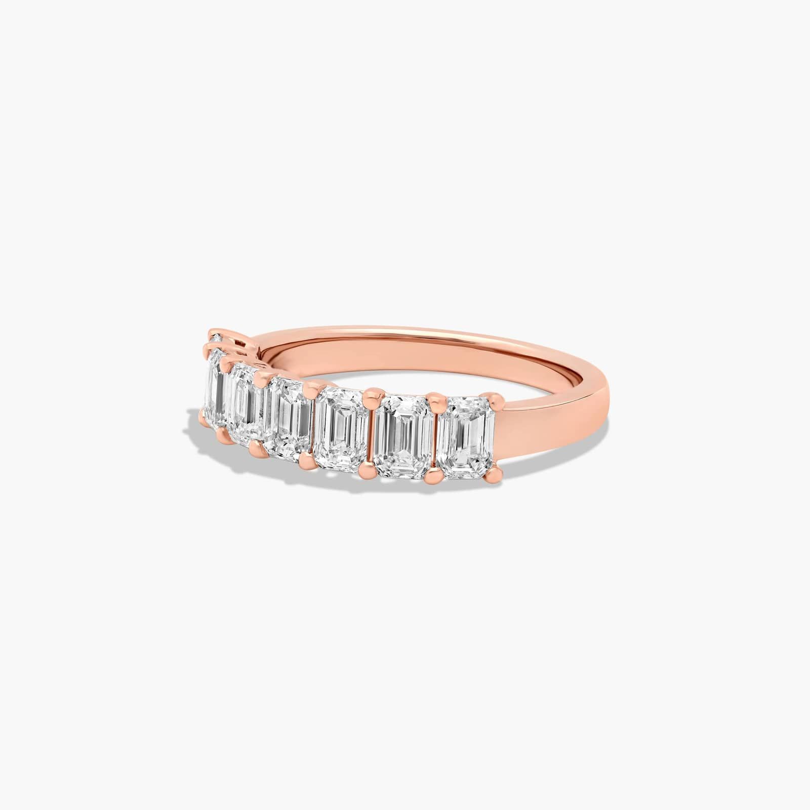 Seven Stone Anniversary Ring With 1.5 CTW Emerald Cut Lab-Grown Diamonds In 14K Rose Gold (2.00mm)