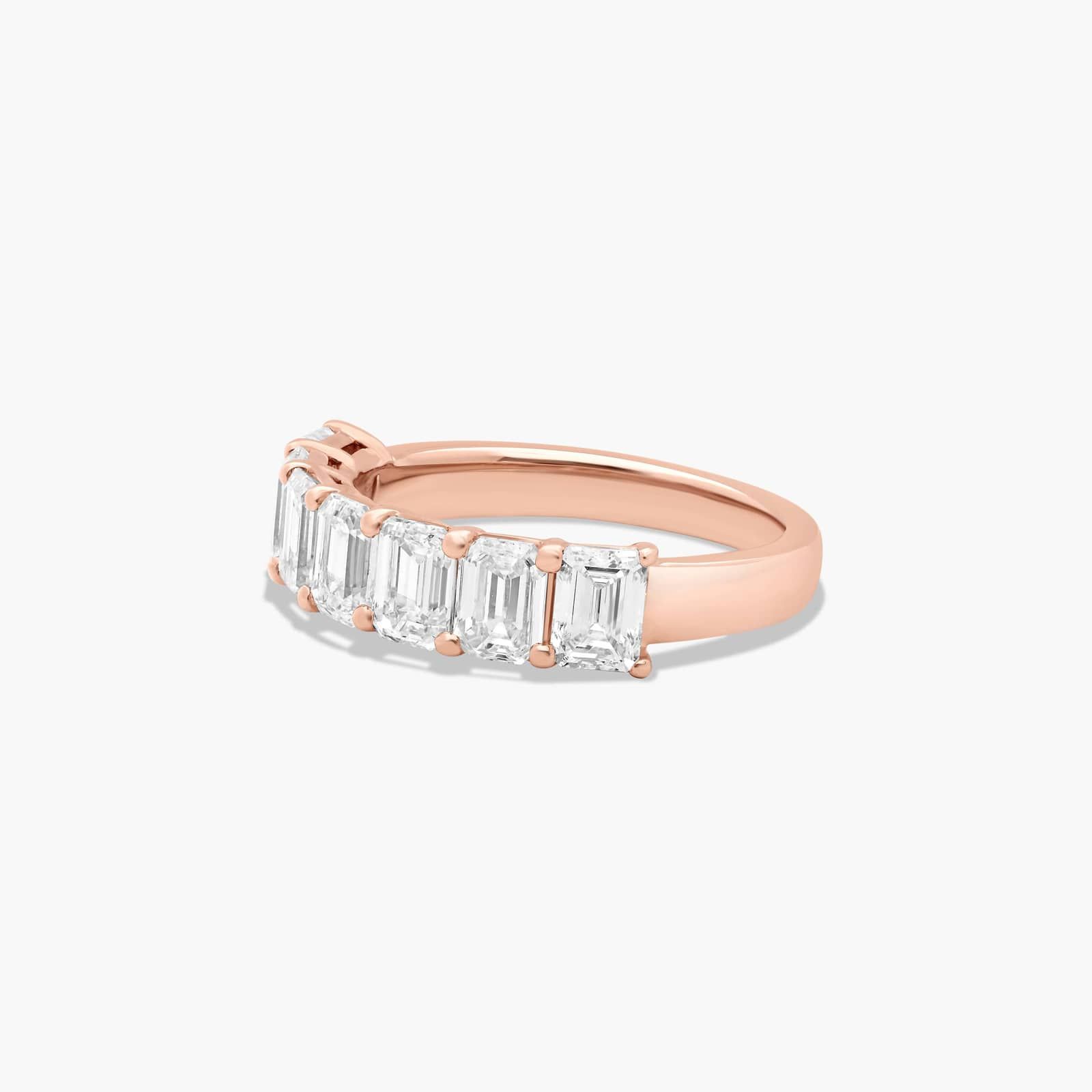 Seven Stone Anniversary Ring With 2 CTW Emerald Cut Lab-Grown Diamonds In 14K Rose Gold (2.00mm)