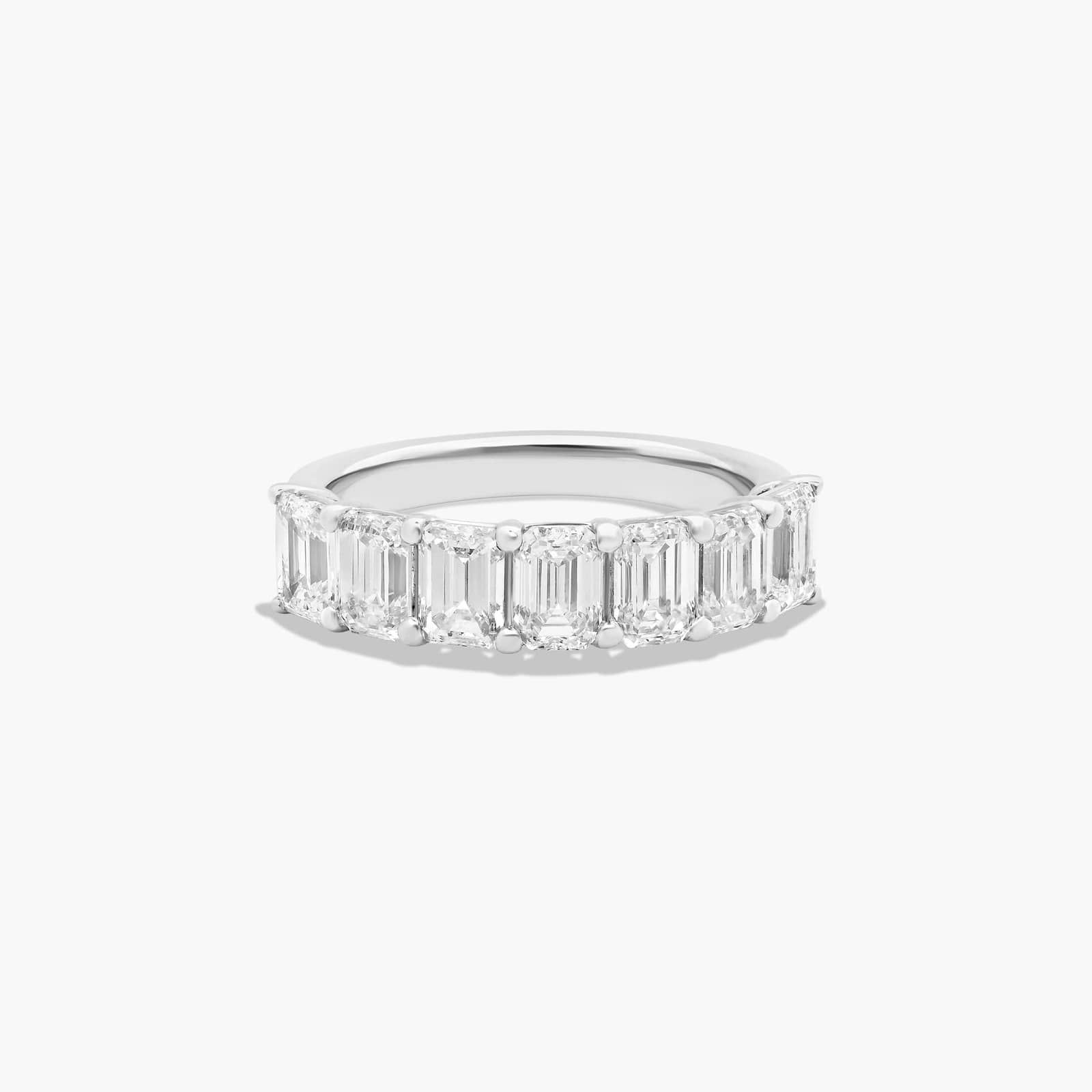 14K White Gold Seven Stone Emerald Cut Diamond Ring CTW