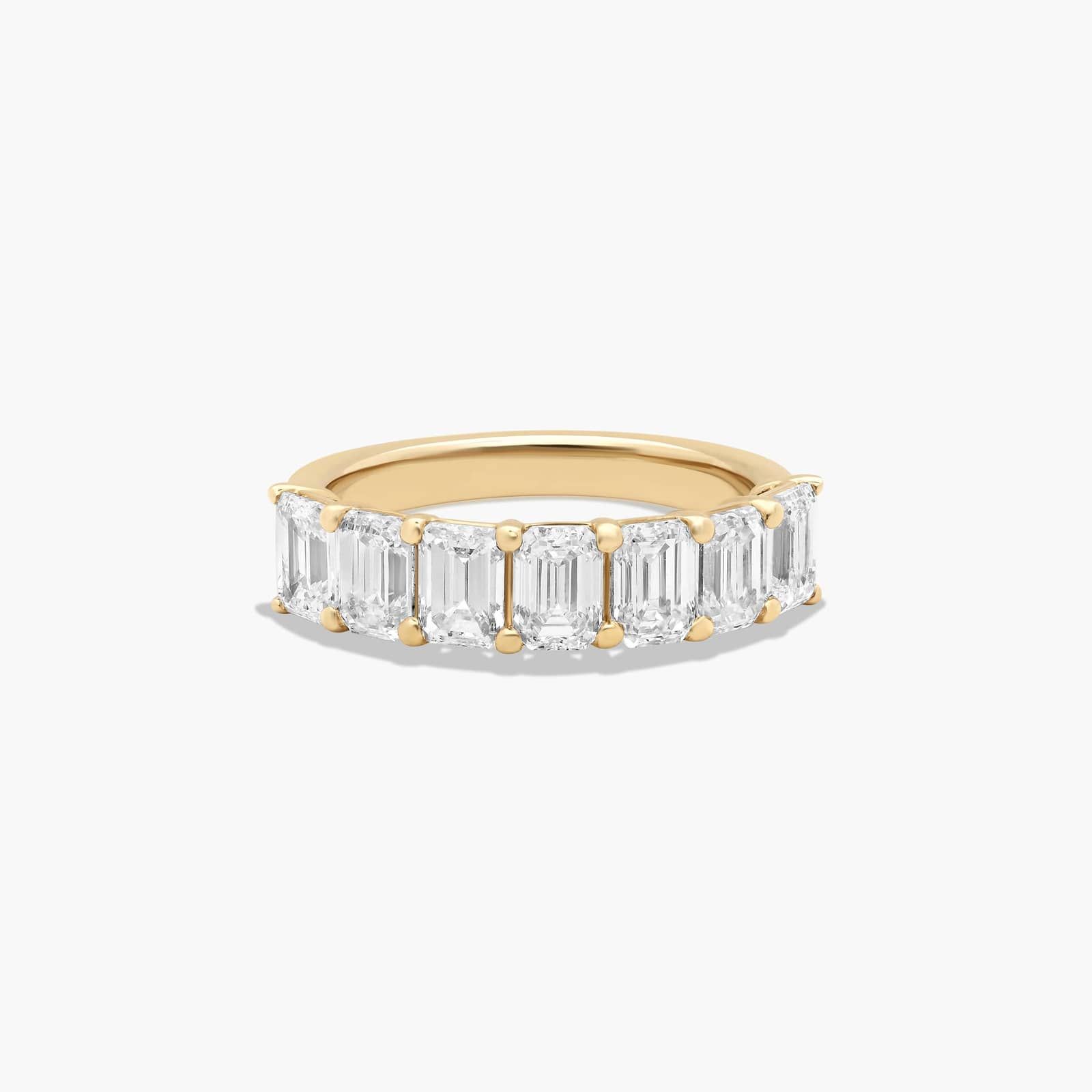 14K Yellow Gold Seven Stone Emerald Cut Diamond Ring
