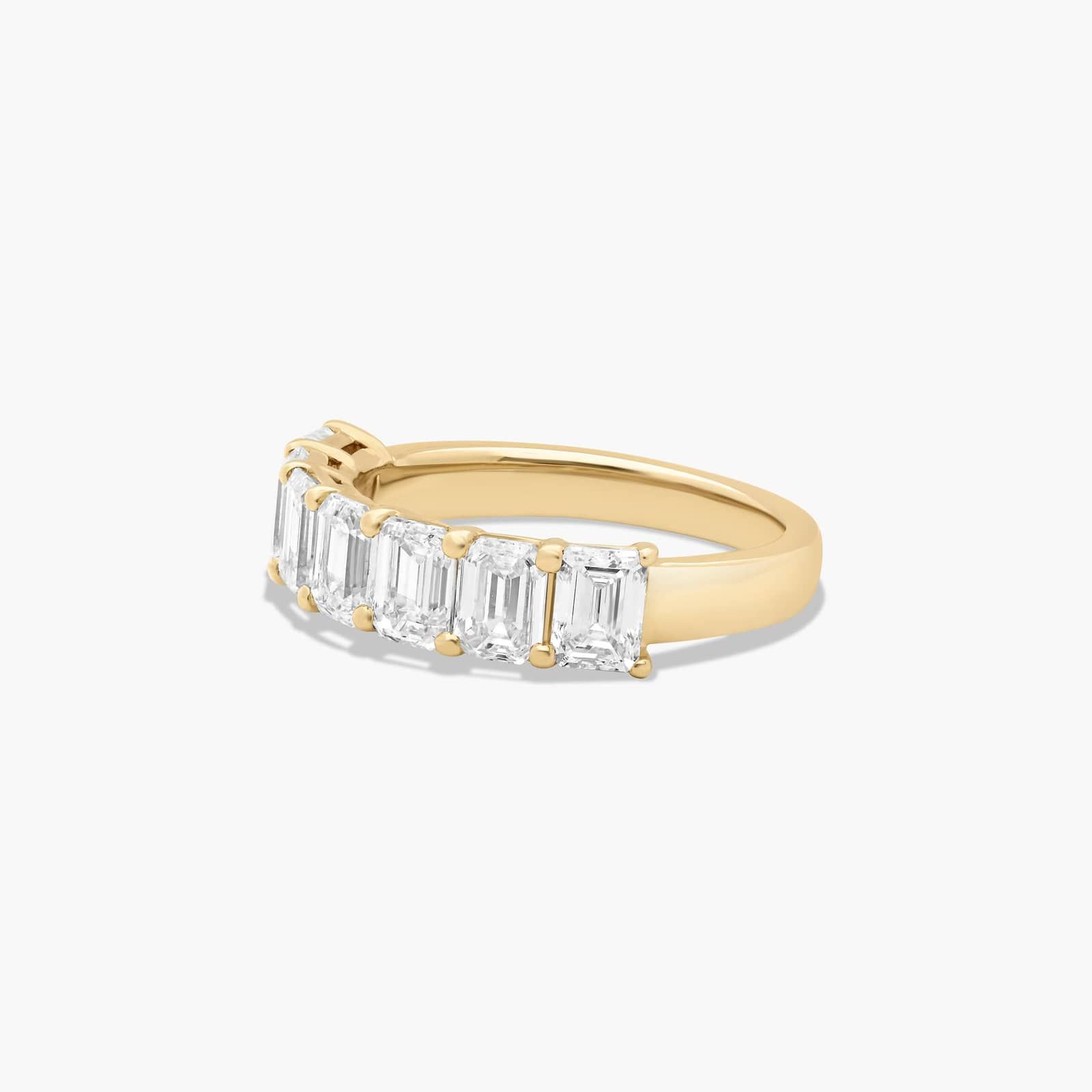 Seven Stone Anniversary Ring With 2 CTW Emerald Cut Lab-Grown Diamonds In 14K Yellow Gold (2.00mm)