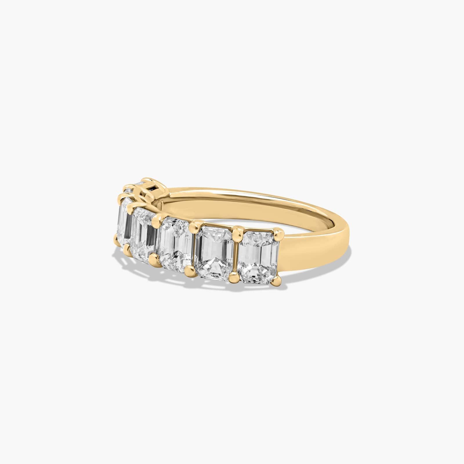 Seven Stone Anniversary Ring With 3 CTW Emerald Cut Lab-Grown Diamonds In 14K Yellow Gold (2.50mm)