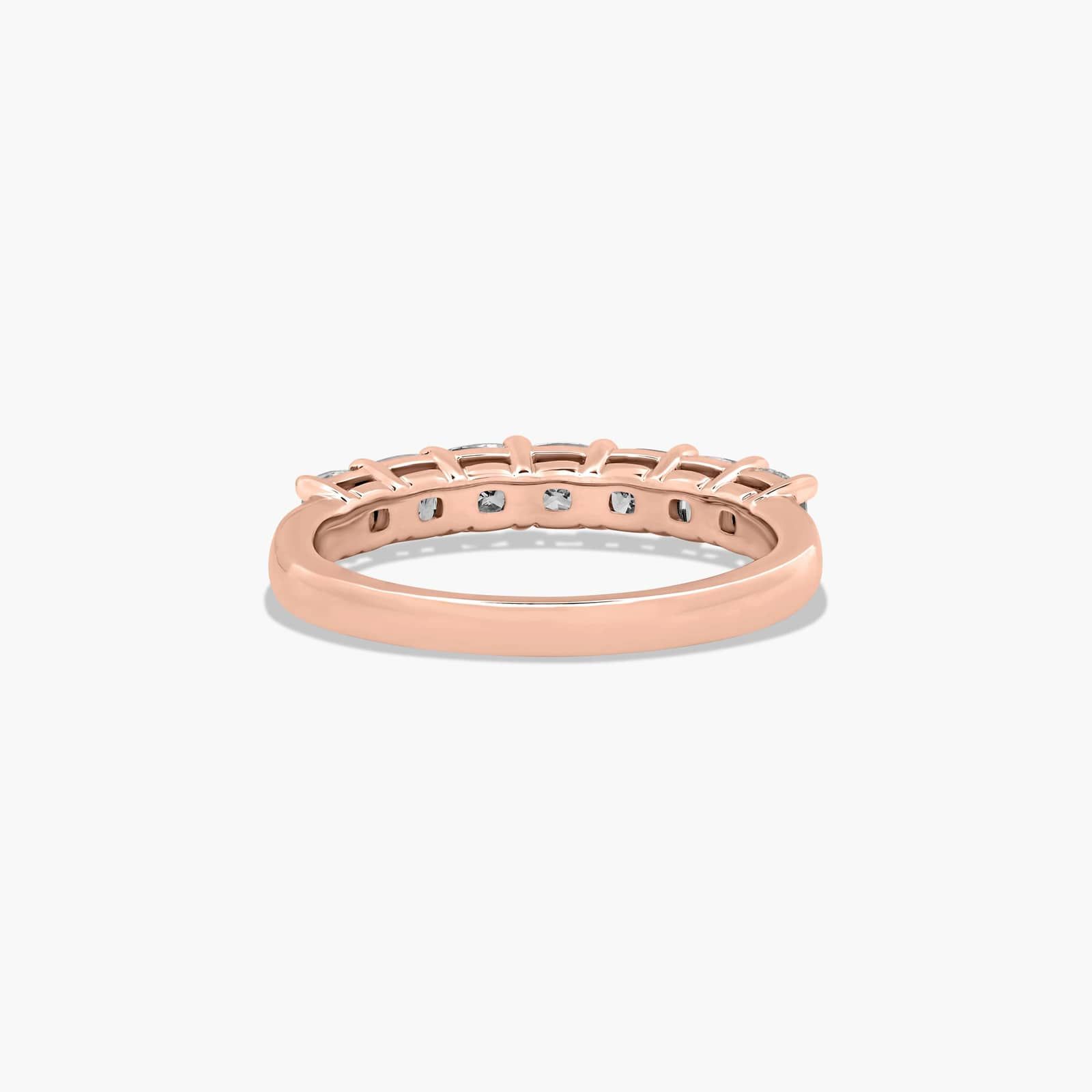 Seven Stone Anniversary Ring With 1 CTW Cushion Cut Diamonds In 14K Rose Gold (2.00mm)
