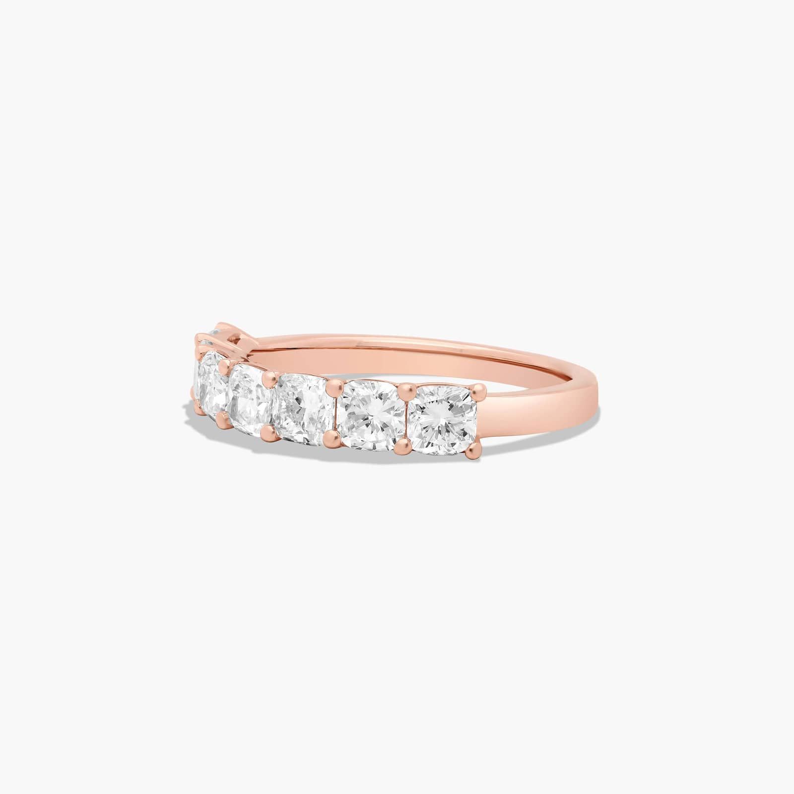 Seven Stone Anniversary Ring With 1.5 CTW Cushion Cut Diamonds In 14K Rose Gold (2.50mm)