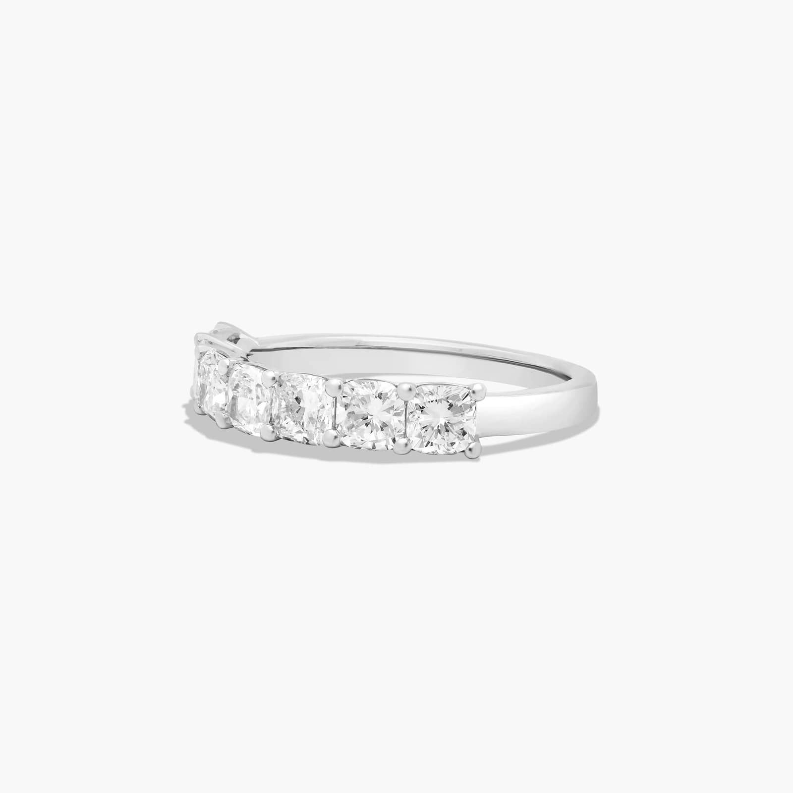 Seven Stone Anniversary Ring With 1.5 CTW Cushion Cut Diamonds In Platinum (2.50mm)