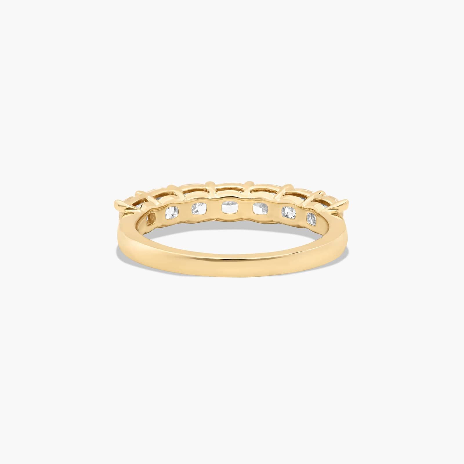 Seven Stone Anniversary Ring With 1.5 CTW Cushion Cut Diamonds In 14K Yellow Gold (2.50mm)