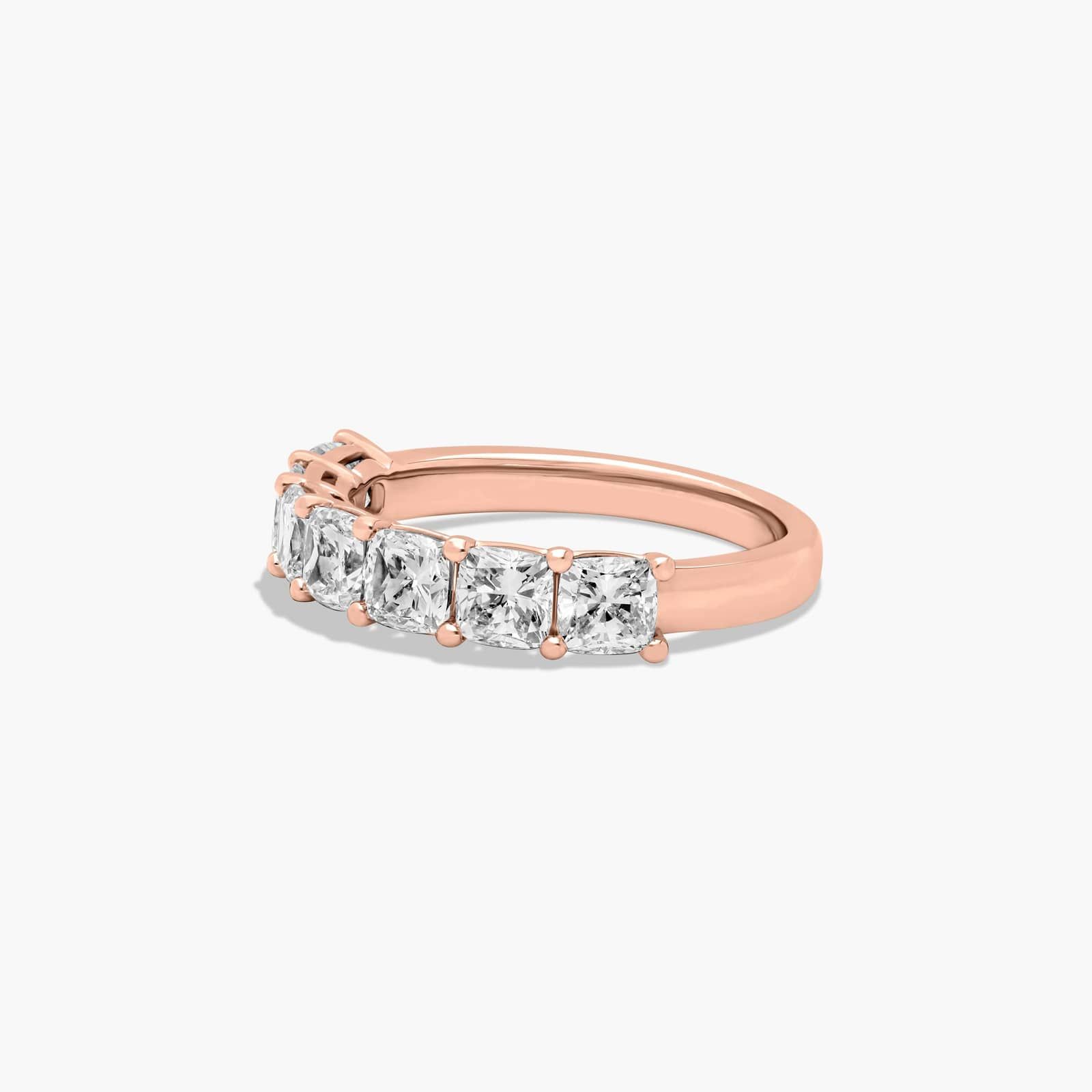 Seven Stone Anniversary Ring With 2 CTW Cushion Cut Diamonds In 14K Rose Gold (2.50mm)