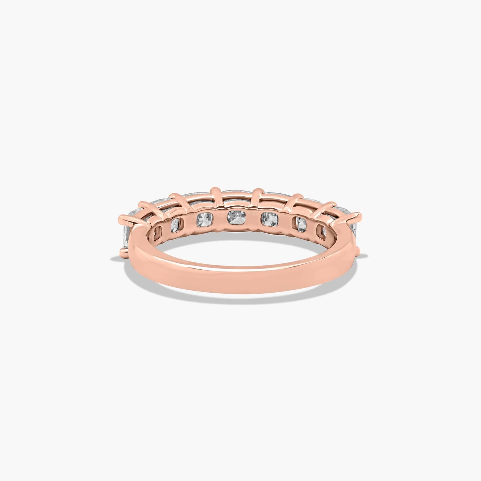 Seven Stone Anniversary Ring With 2 CTW Cushion Cut Diamonds In 14K Rose Gold (2.50mm)