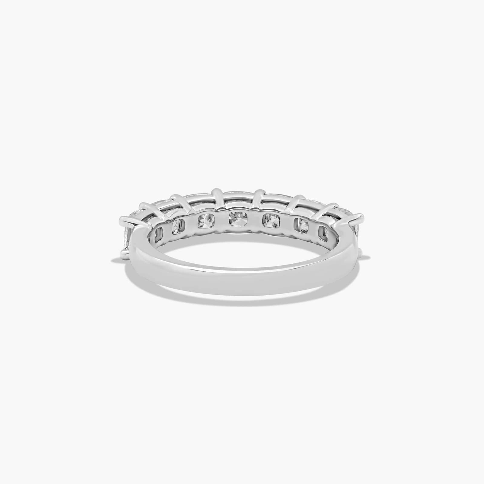 Seven Stone Anniversary Ring With 2 CTW Cushion Cut Diamonds In Platinum (2.50mm)