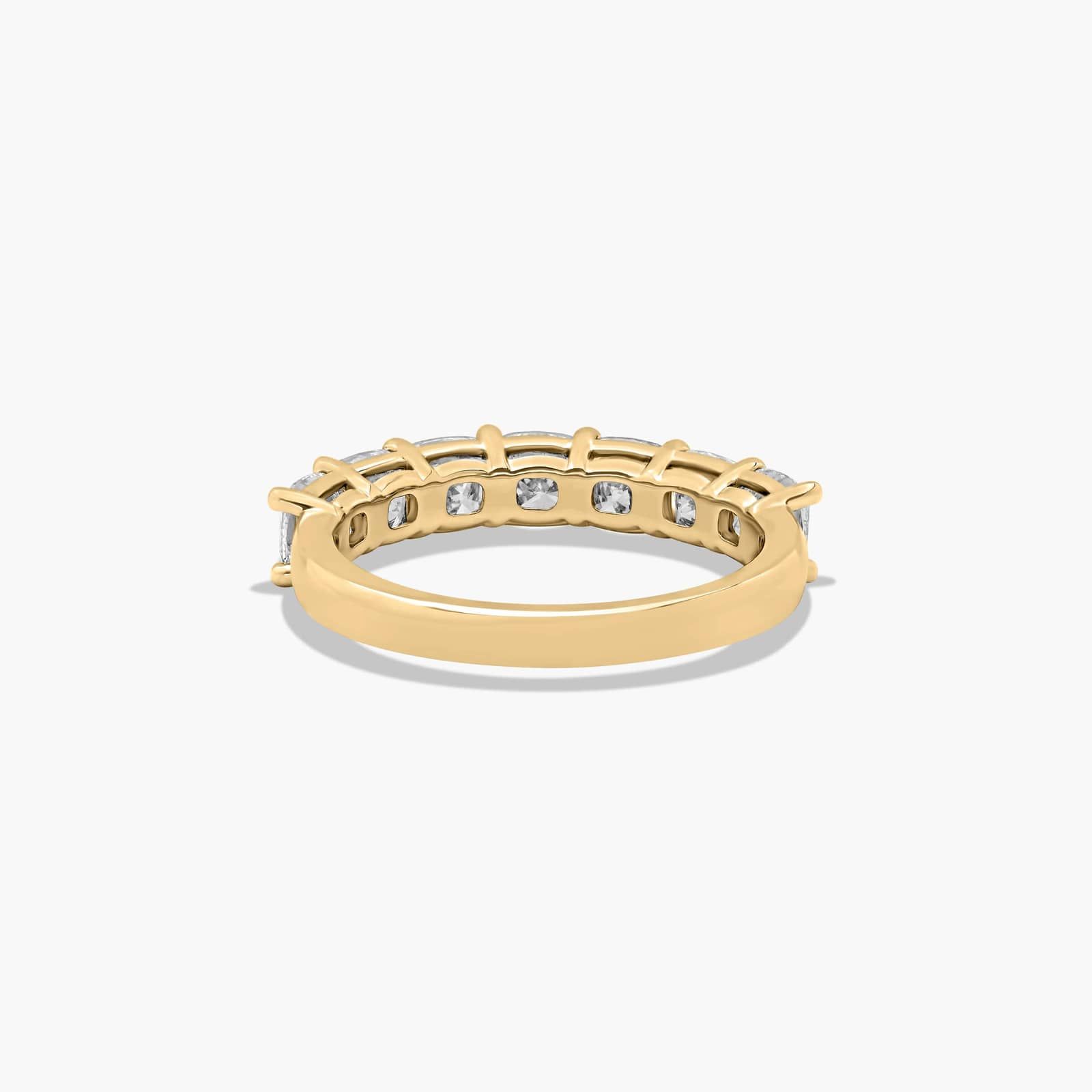 Seven Stone Anniversary Ring With 2 CTW Cushion Cut Diamonds In 14K Yellow Gold (2.50mm)