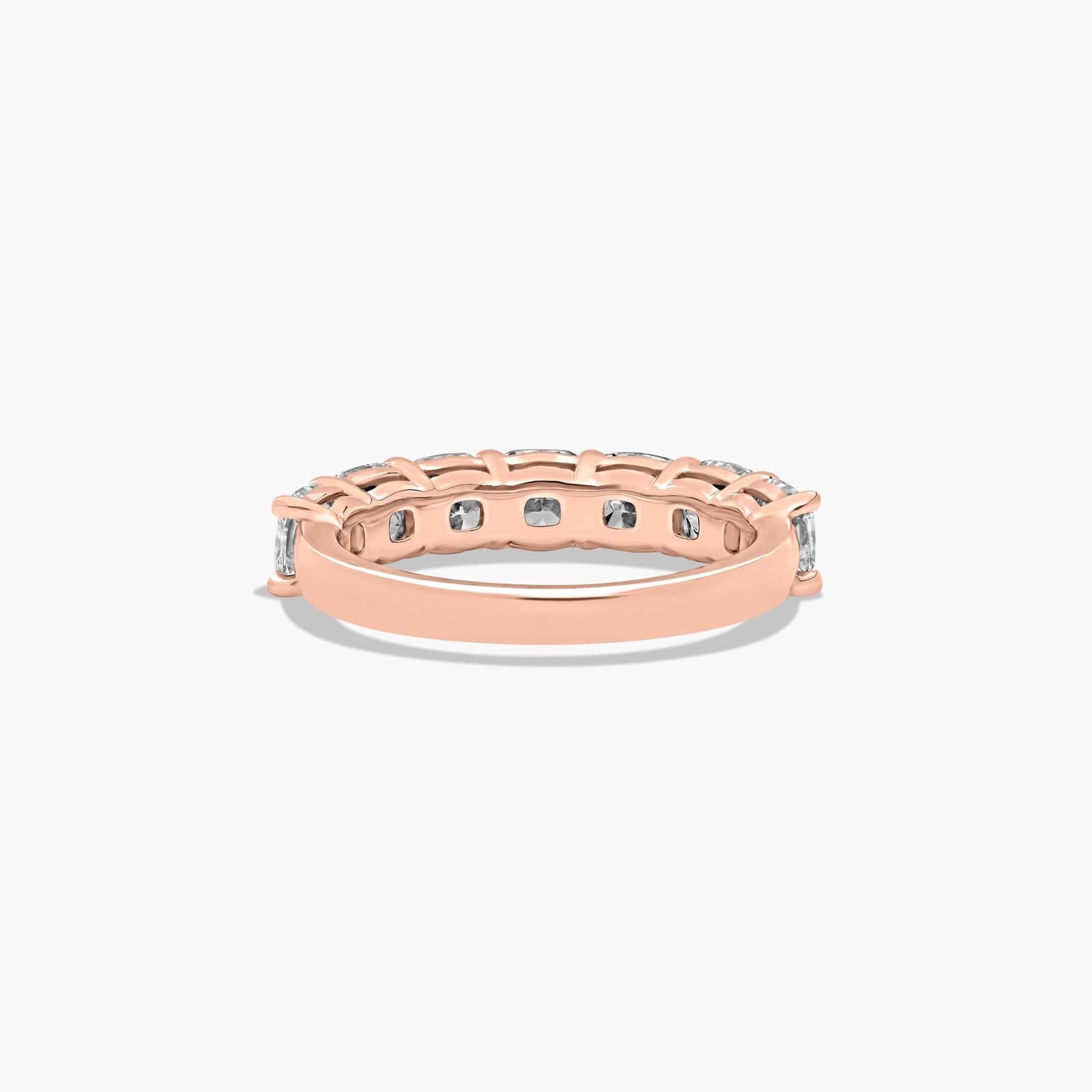Seven Stone Anniversary Ring With 3 CTW Cushion Cut Diamonds In 14K Rose Gold (2.50mm)