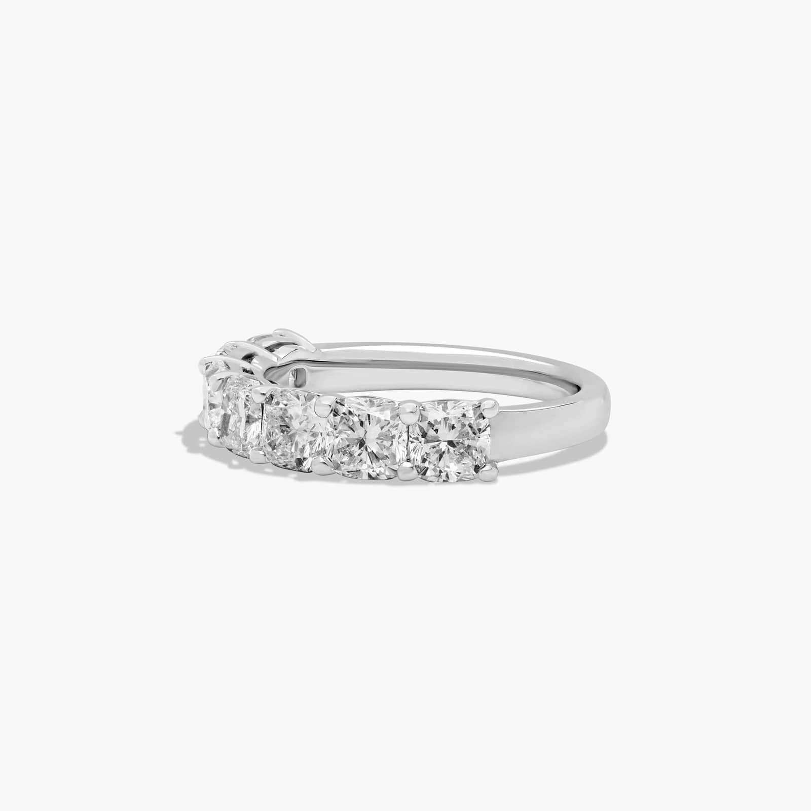 Seven Stone Anniversary Ring With 3 CTW Cushion Cut Diamonds In Platinum (2.50mm)