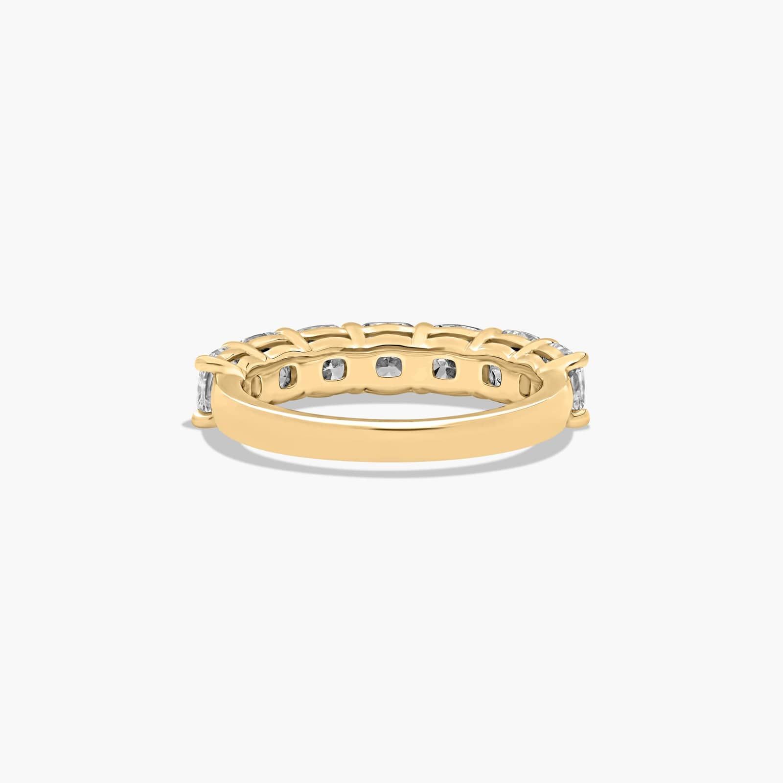 Seven Stone Anniversary Ring With 3 CTW Cushion Cut Diamonds In 14K Yellow Gold (2.50mm)