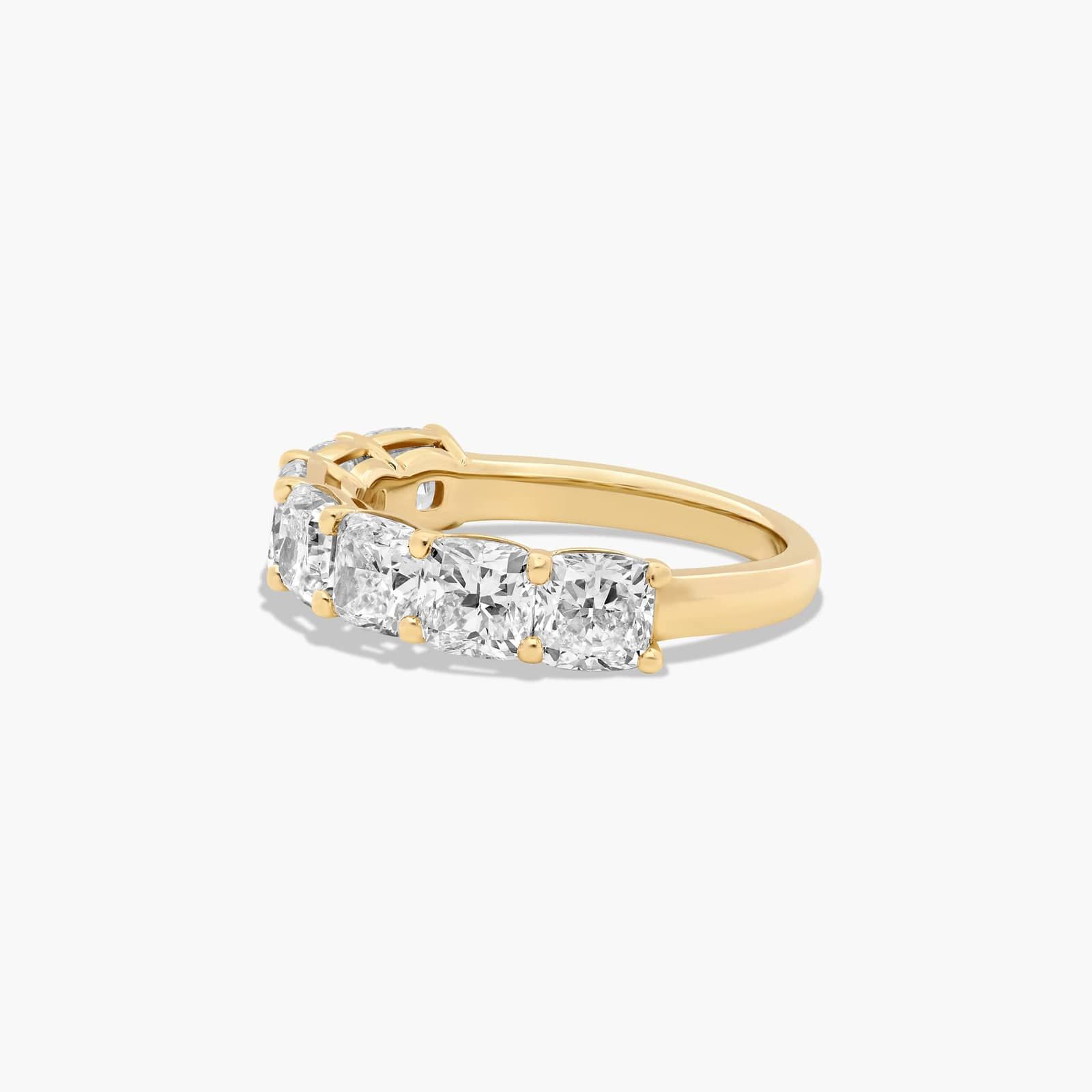 Seven Stone Anniversary Ring With 3.5 CTW Cushion Cut Diamonds In 14K Yellow Gold (3.00mm)