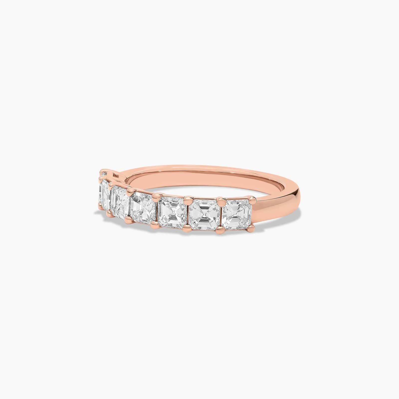 Seven Stone Anniversary Ring With 1 CTW Asscher Cut Diamonds In 14K Rose Gold (2.00mm)