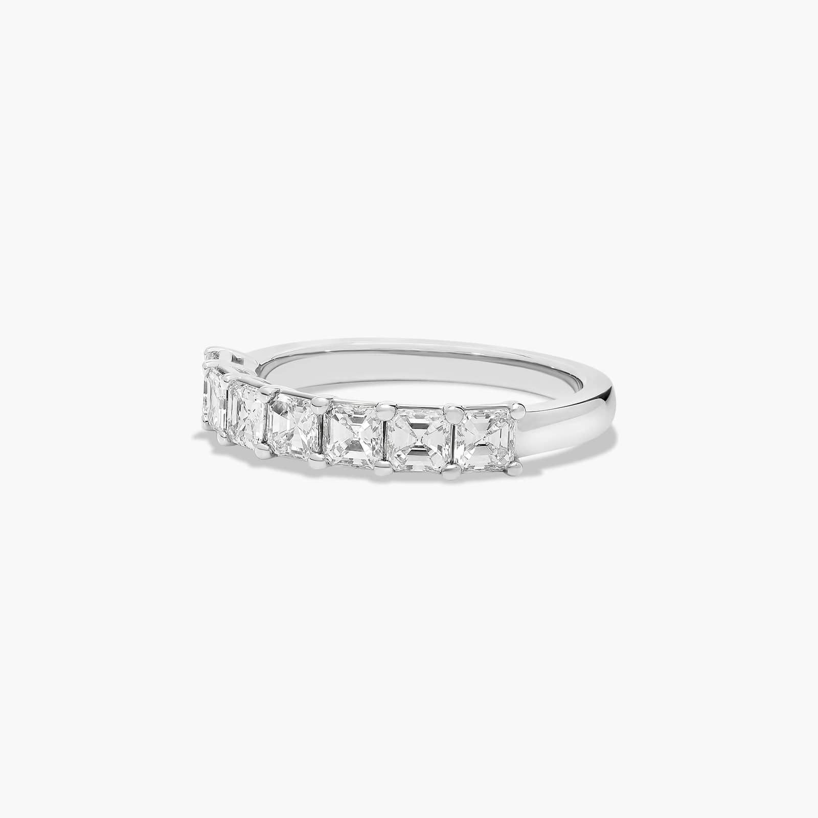 Seven Stone Anniversary Ring With 1 CTW Asscher Cut Diamonds In 14K White Gold (2.00mm)