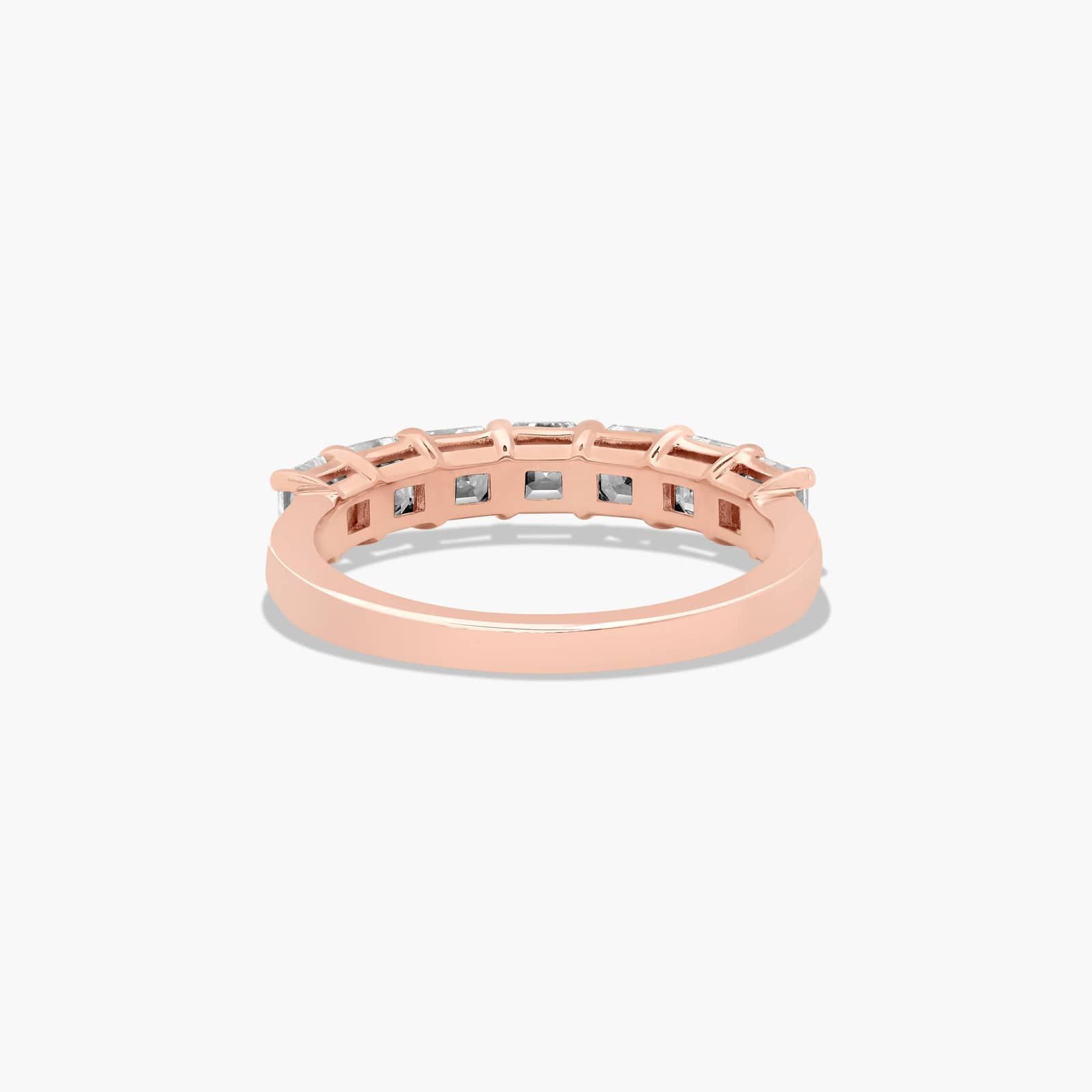 Seven Stone Anniversary Ring With 1.5 CTW Asscher Cut Diamonds In 14K Rose Gold (2.50mm)