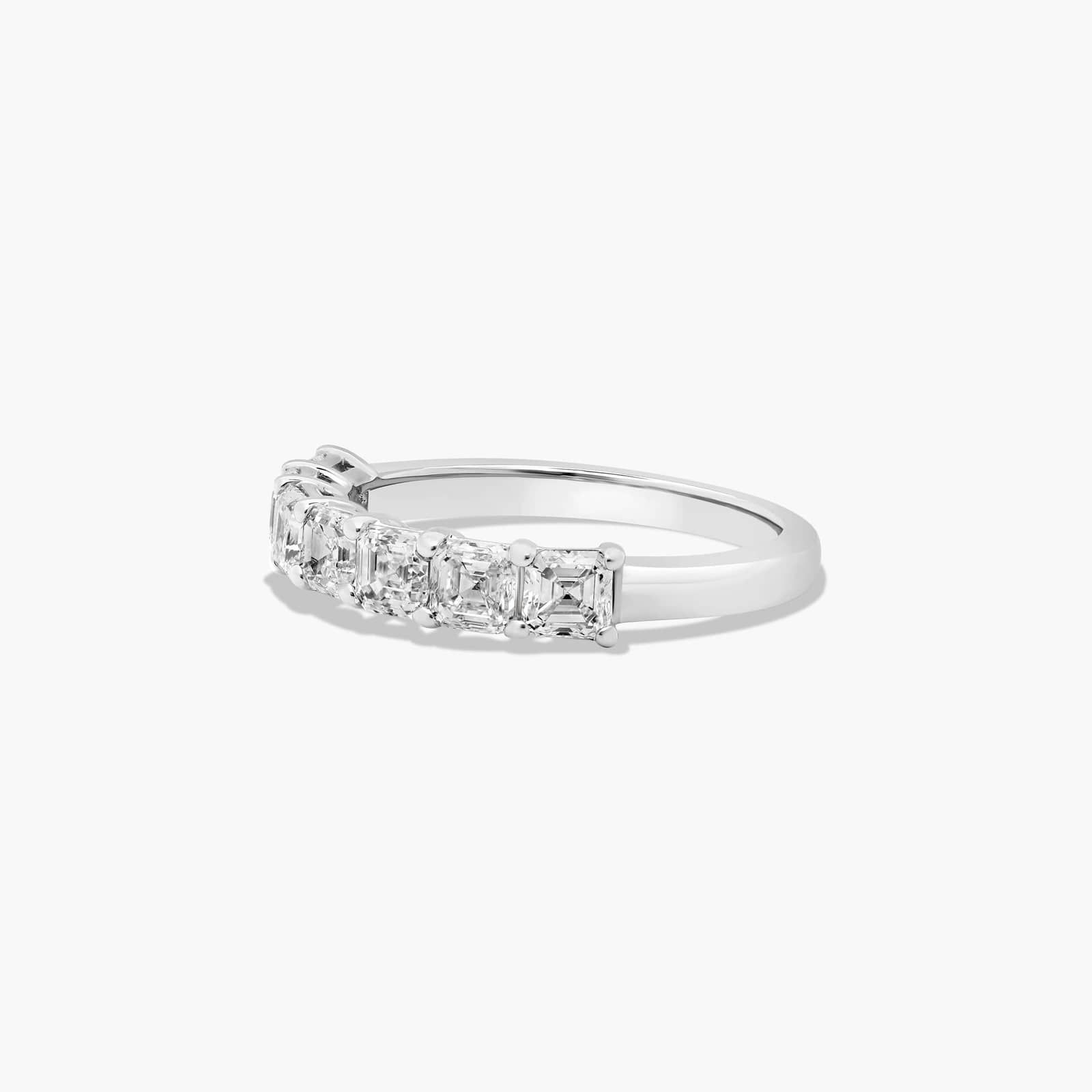 Seven Stone Anniversary Ring With 1.5 CTW Asscher Cut Diamonds In 14K White Gold (2.50mm)