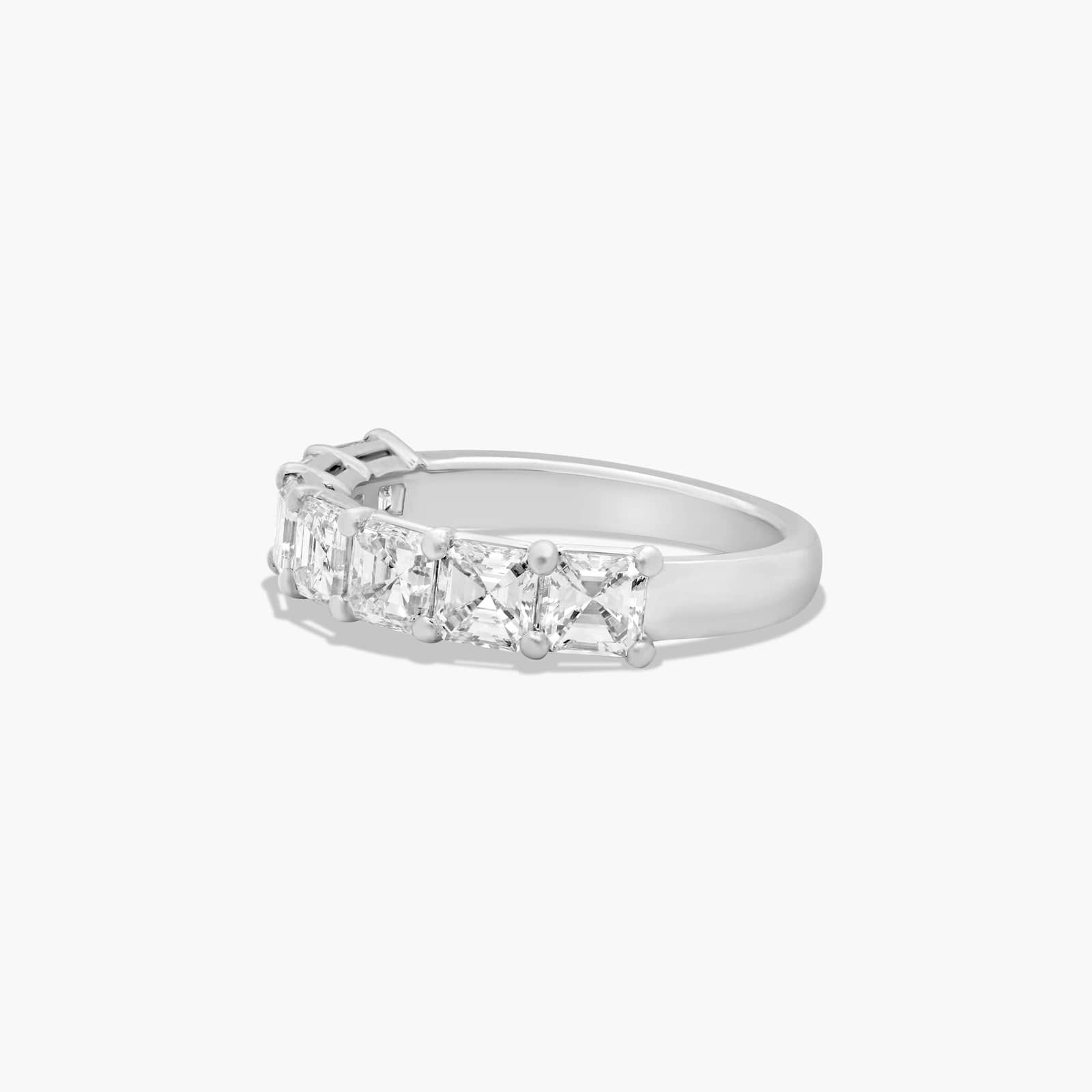Seven Stone Anniversary Ring With 2 CTW Asscher Cut Diamonds In 14K White Gold (2.50mm)