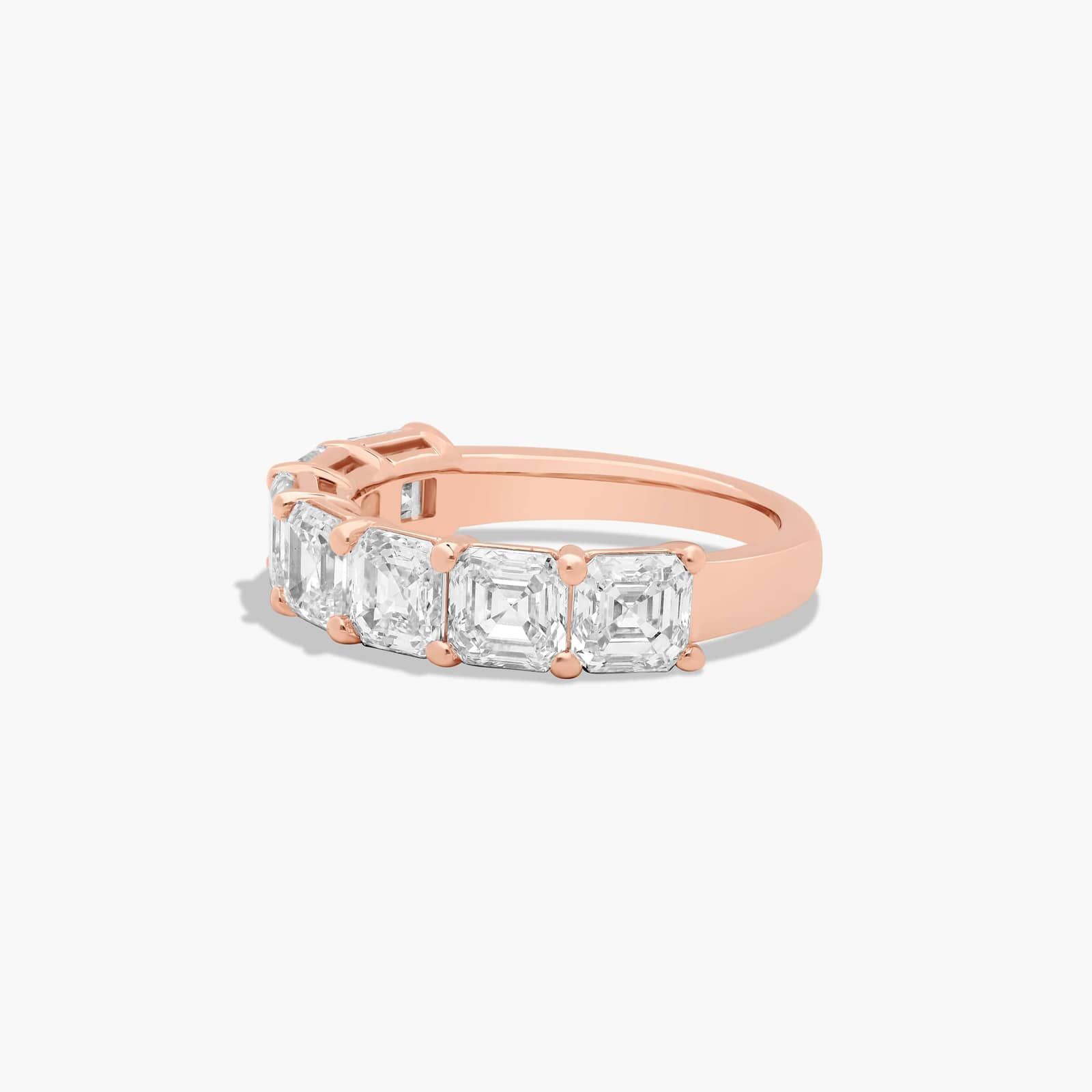 Seven Stone Anniversary Ring With 3.5 CTW Asscher Cut Diamonds In 14K Rose Gold (3.00mm)