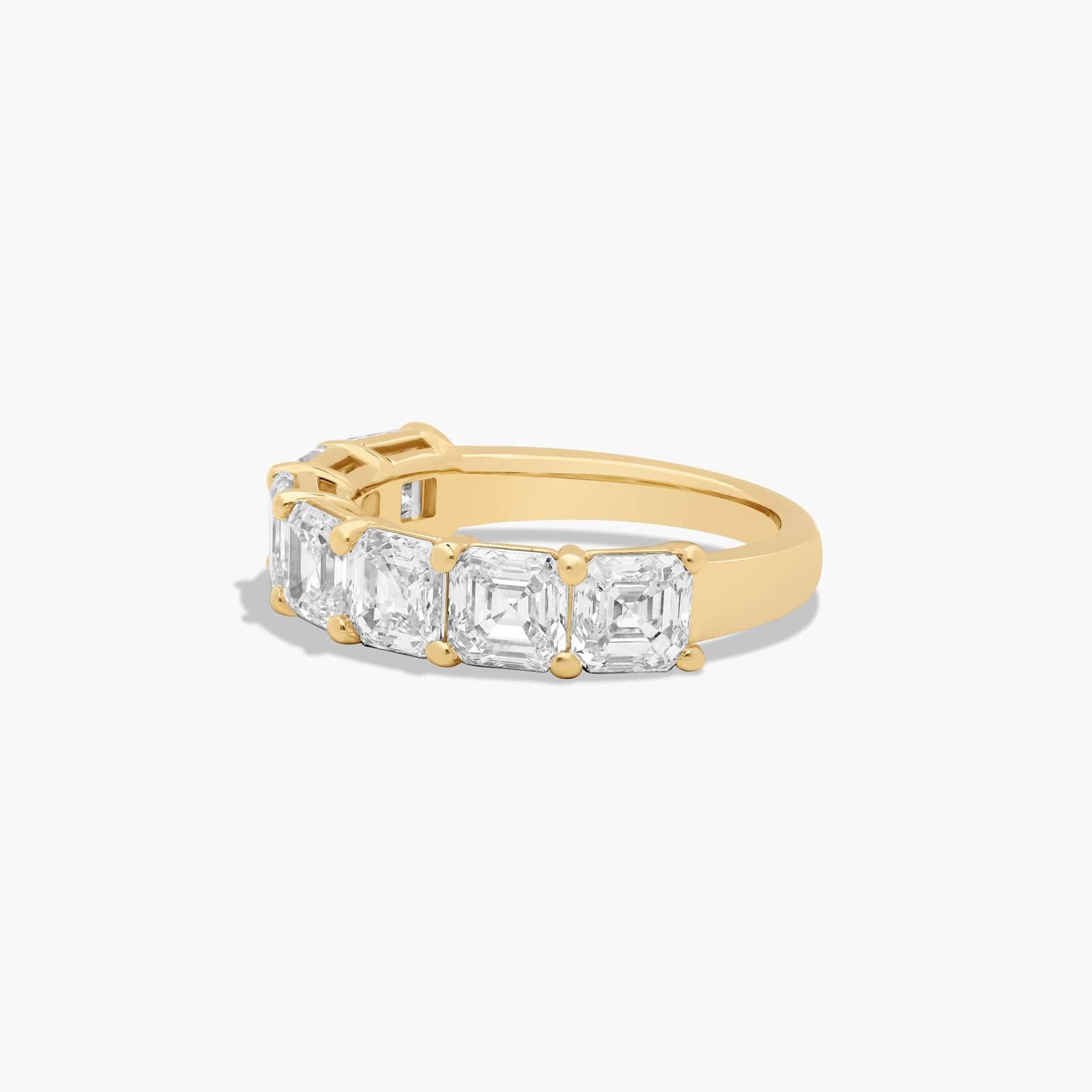 Seven Stone Anniversary Ring With 3.5 CTW Asscher Cut Diamonds In 14K Yellow Gold (3.00mm)