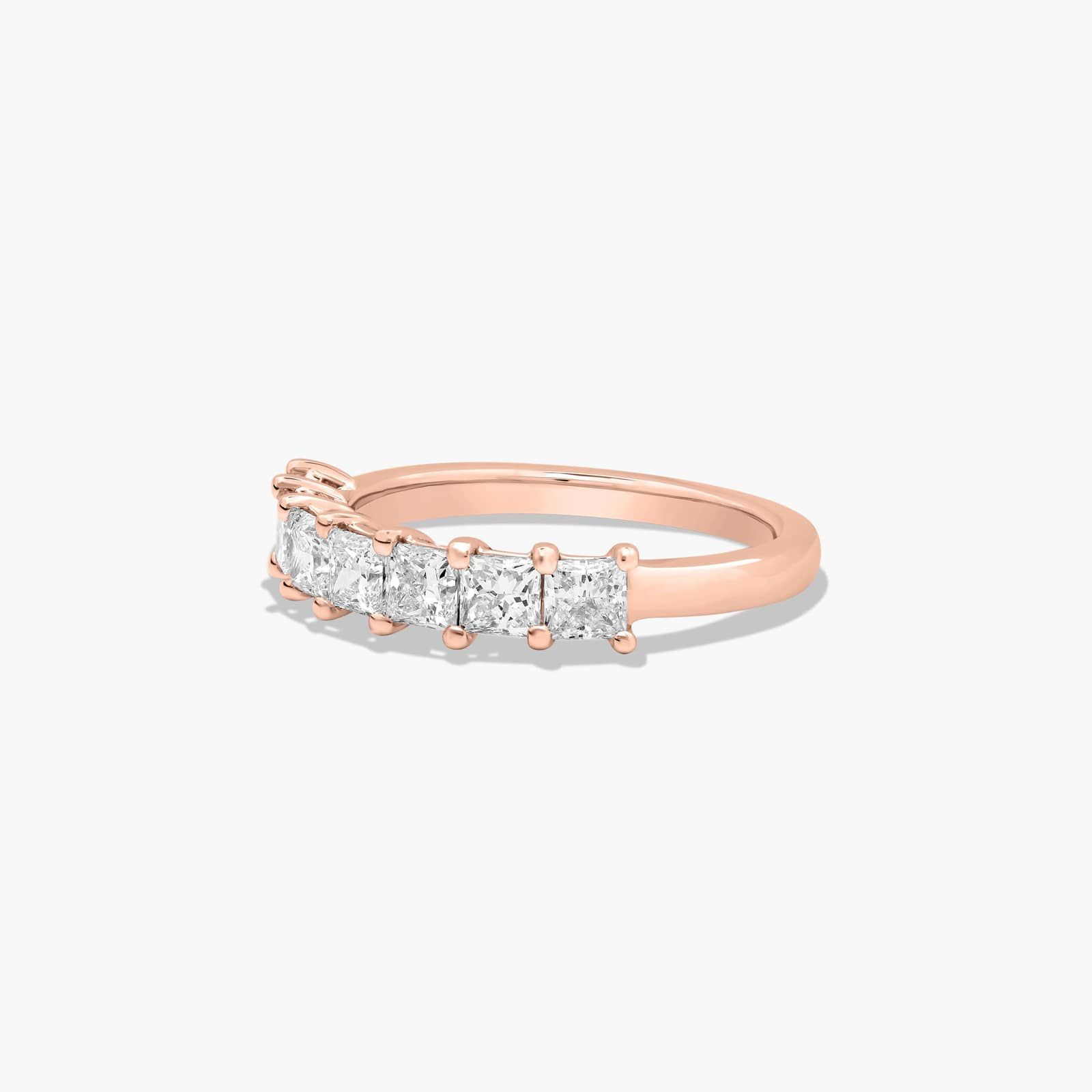 Seven Stone Anniversary Ring With 1 CTW Princess Cut Diamonds In 14K Rose Gold (2.00mm)
