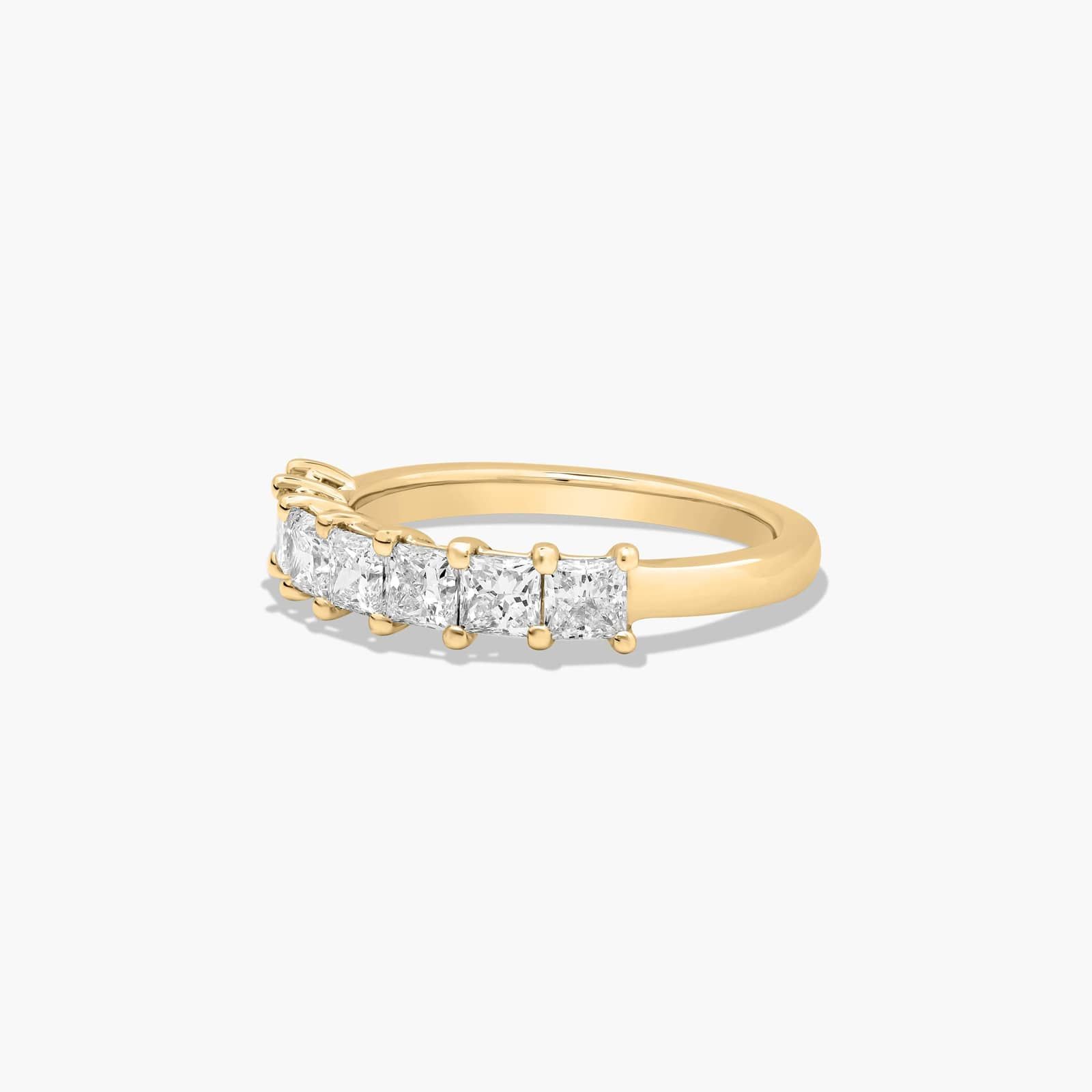 Seven Stone Anniversary Ring With 1 CTW Princess Cut Diamonds In 14K Yellow Gold (2.00mm)