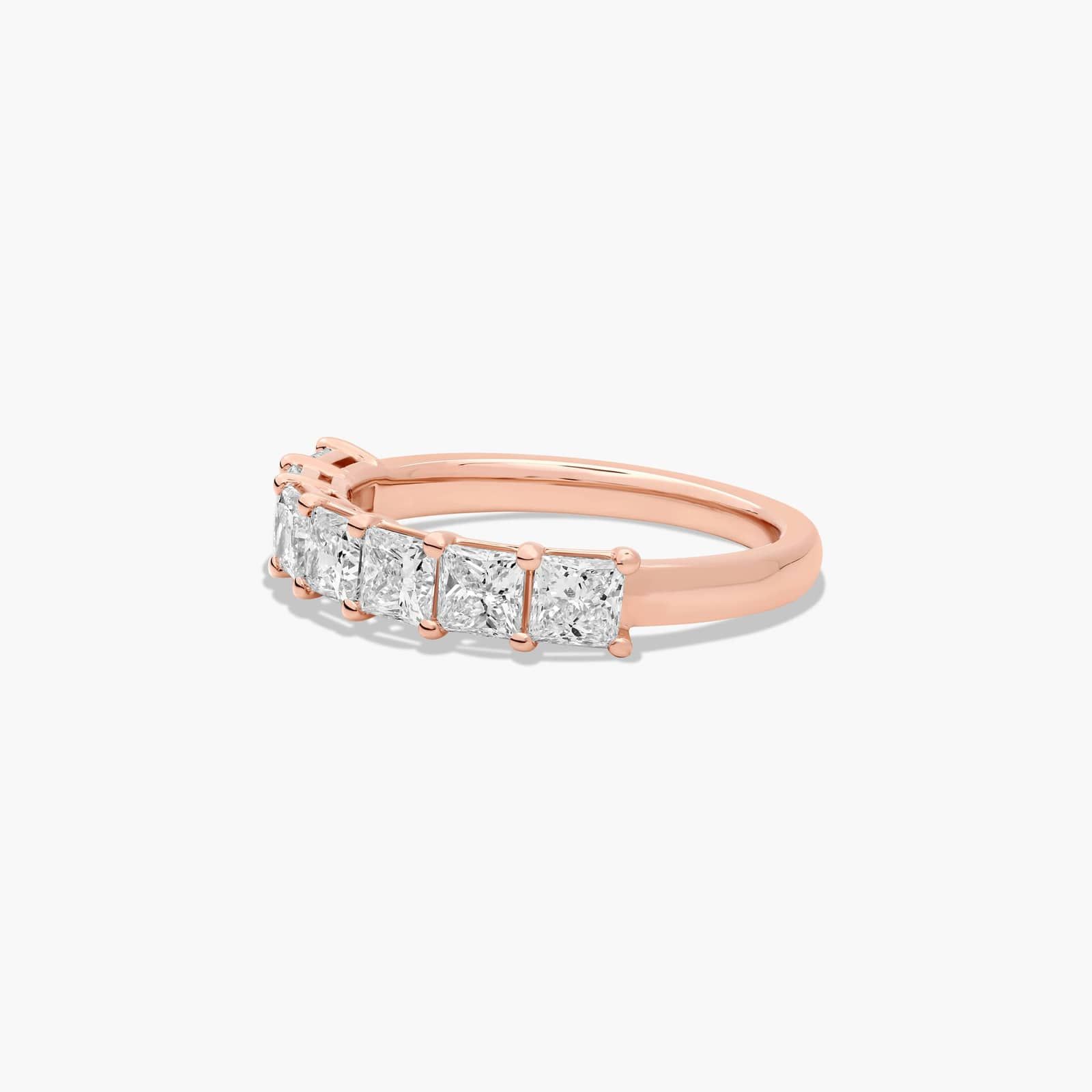Seven Stone Anniversary Ring With 1.5 CTW Princess Cut Lab-Grown Diamonds In 14K Rose Gold (2.50mm)