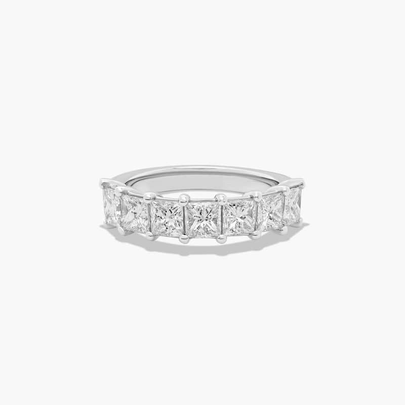 Seven Stone Anniversary Ring With 2 CTW Princess Cut Lab-Grown Diamonds In 14K White Gold (2.50mm)