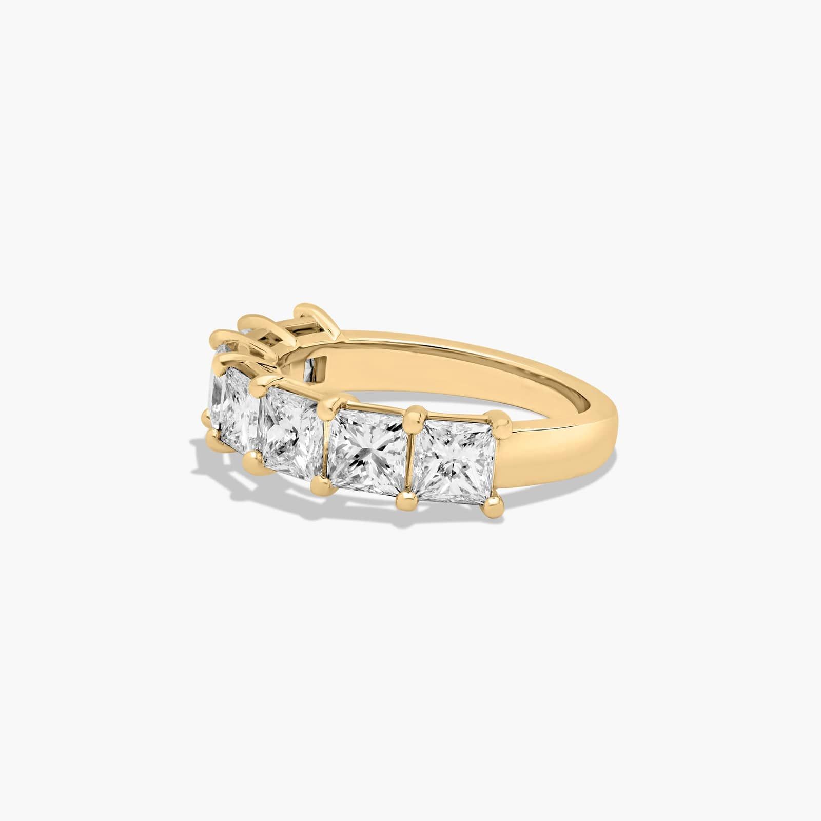 Seven Stone Anniversary Ring With 3 CTW Princess Cut Lab-Grown Diamonds In 14K Yellow Gold (2.50mm)