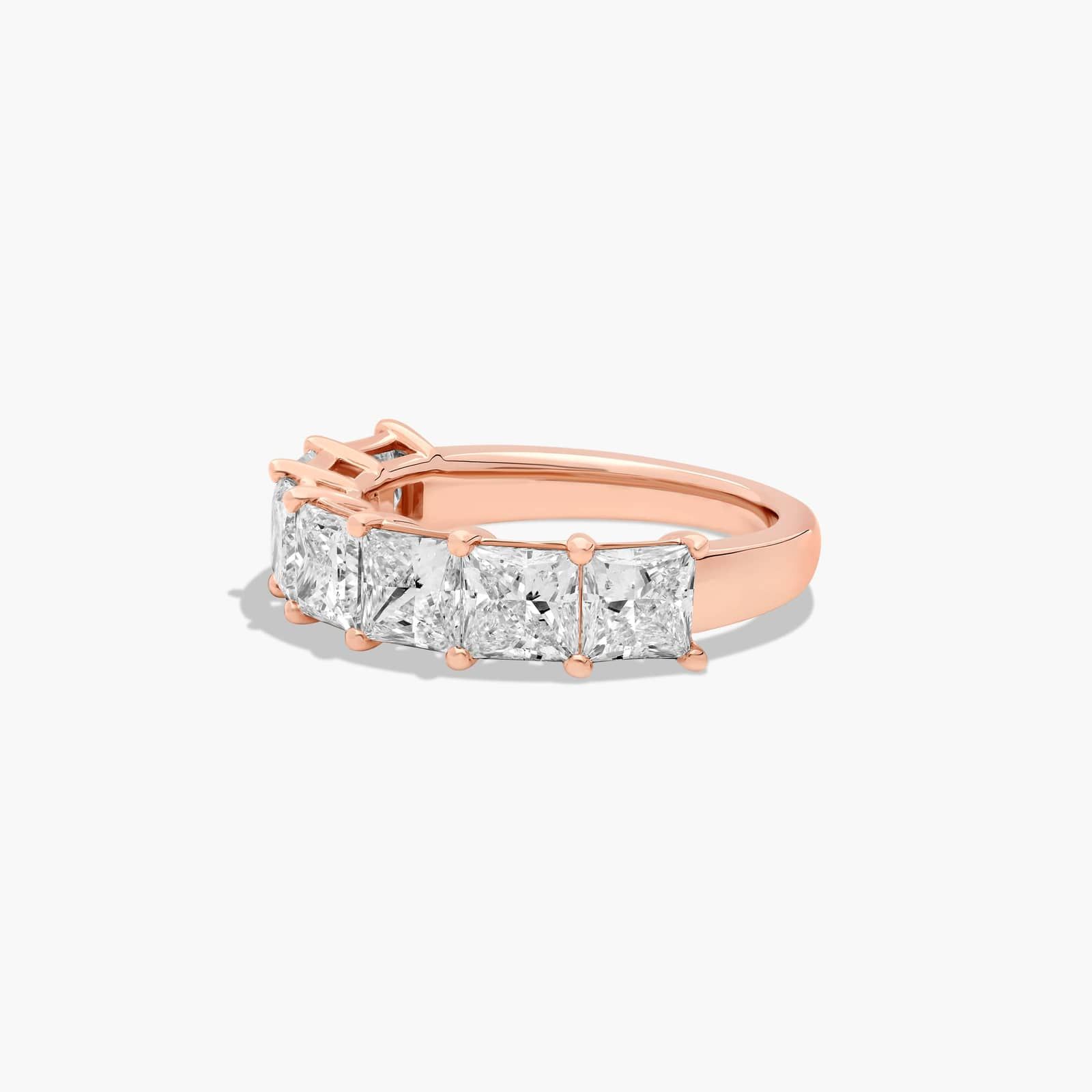 Seven Stone Anniversary Ring With 3.5 CTW Princess Cut Lab-Grown Diamonds In 14K Rose Gold (3.00mm)
