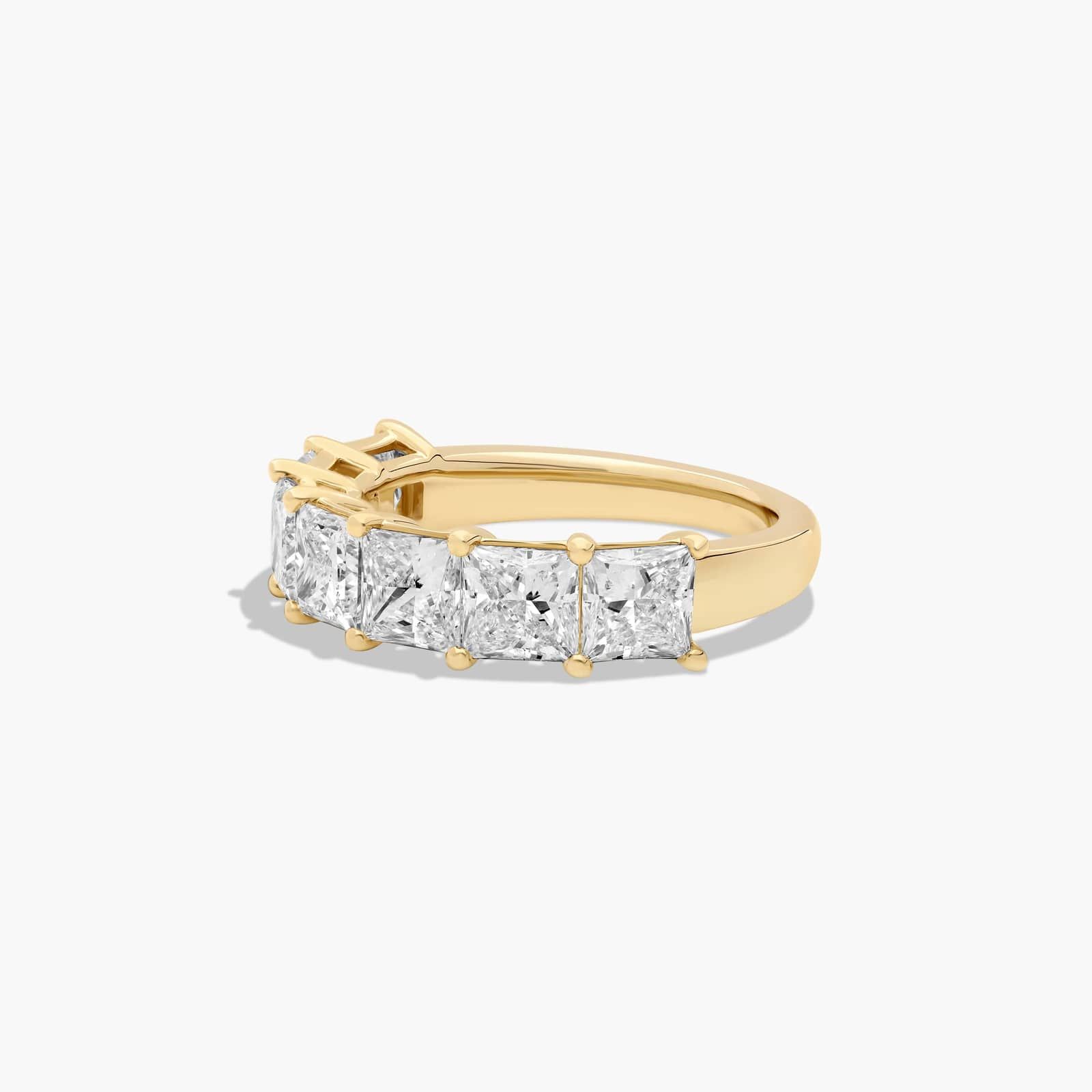Seven Stone Anniversary Ring With 3.5 CTW Princess Cut Lab-Grown Diamonds In 14K Yellow Gold (3.00mm)