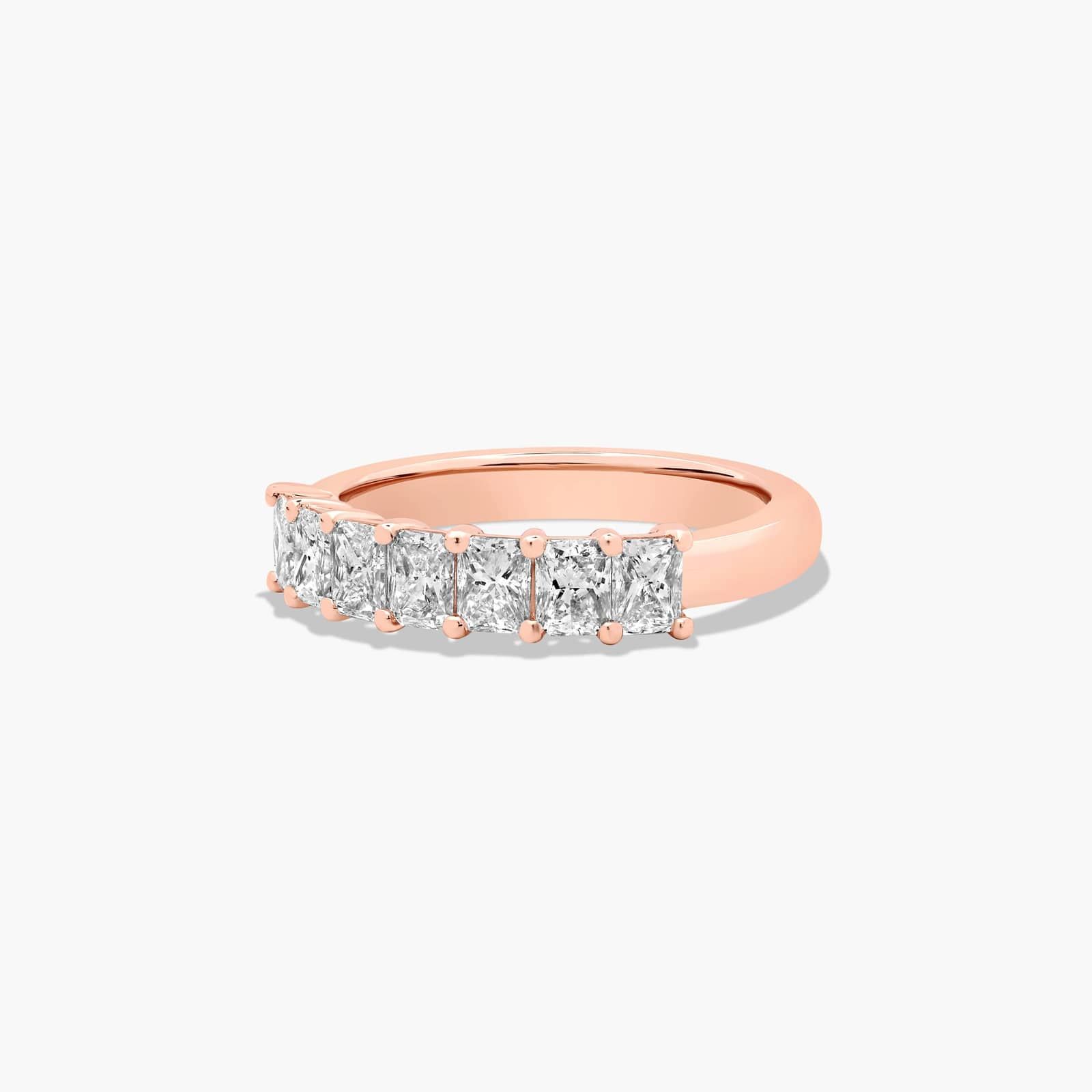 Seven Stone Anniversary Ring With 1 CTW Radiant Cut Diamonds In 14K Rose Gold (2.00mm)