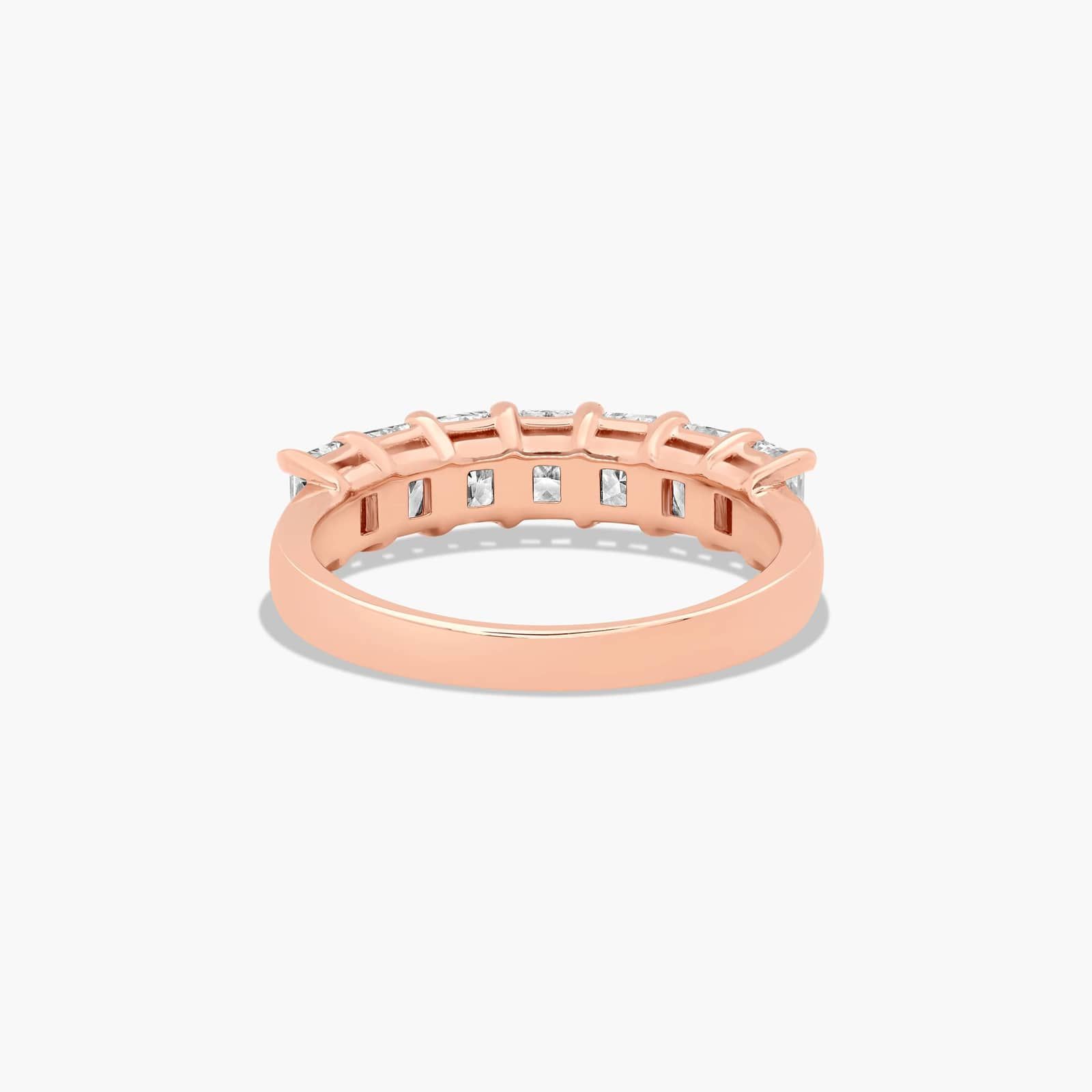 Seven Stone Anniversary Ring With 1.5 CTW Radiant Cut Diamonds In 14K Rose Gold (2.50mm)