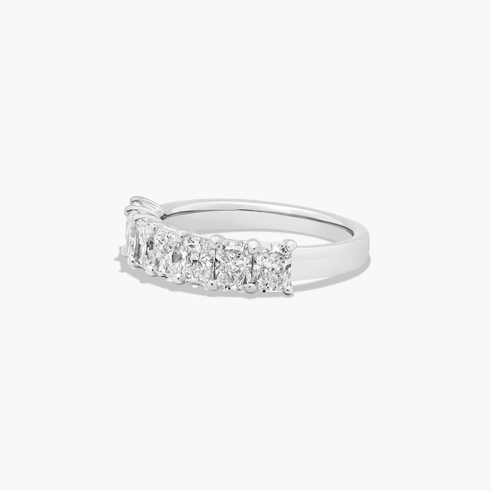 Seven Stone Anniversary Ring With 1.5 CTW Radiant Cut Diamonds In Platinum (2.50mm)