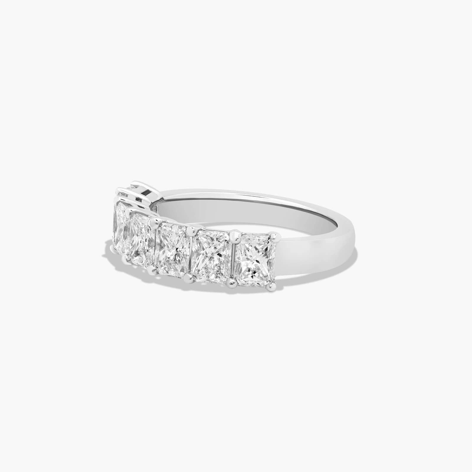 Seven Stone Anniversary Ring With 2 CTW Radiant Cut Diamonds In Platinum (2.50mm)
