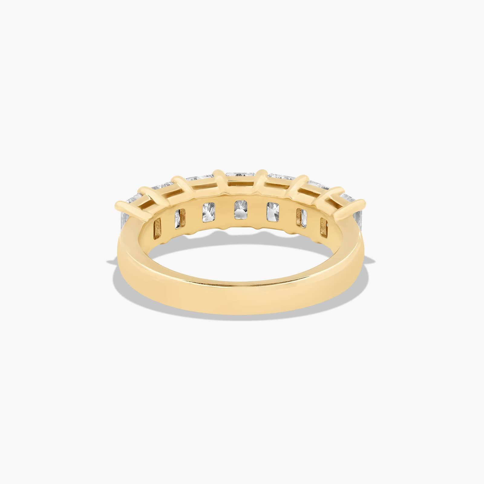 Seven Stone Anniversary Ring With 2 CTW Radiant Cut Diamonds In 14K Yellow Gold (2.50mm)