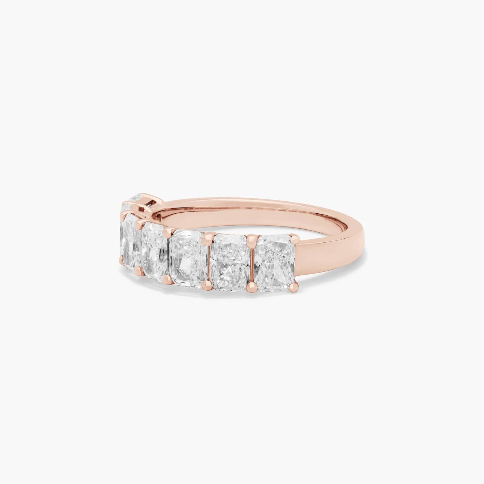 Seven Stone Anniversary Ring With 3 CTW Radiant Cut Diamonds In 14K Rose Gold (2.50mm)