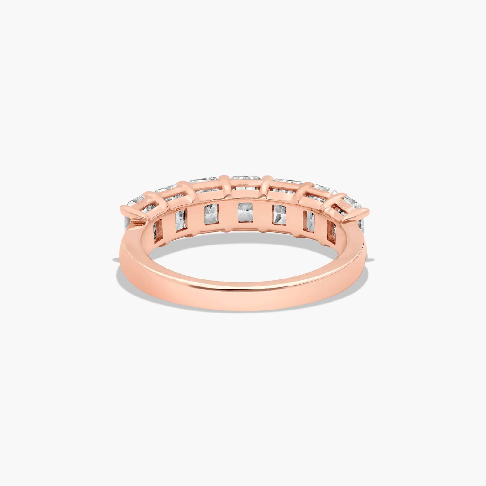 Seven Stone Anniversary Ring With 3 CTW Radiant Cut Diamonds In 14K Rose Gold (2.50mm)