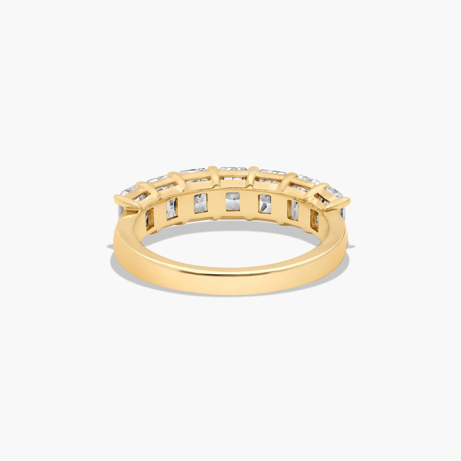 Seven Stone Anniversary Ring With 3 CTW Radiant Cut Diamonds In 14K Yellow Gold (2.50mm)