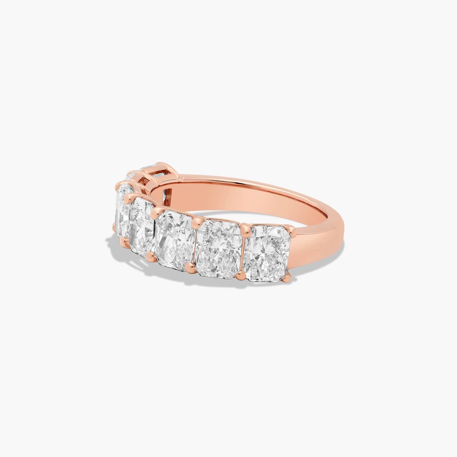 Seven Stone Anniversary Ring With 3.5 CTW Radiant Cut Diamonds In 14K Rose Gold (3.00mm)