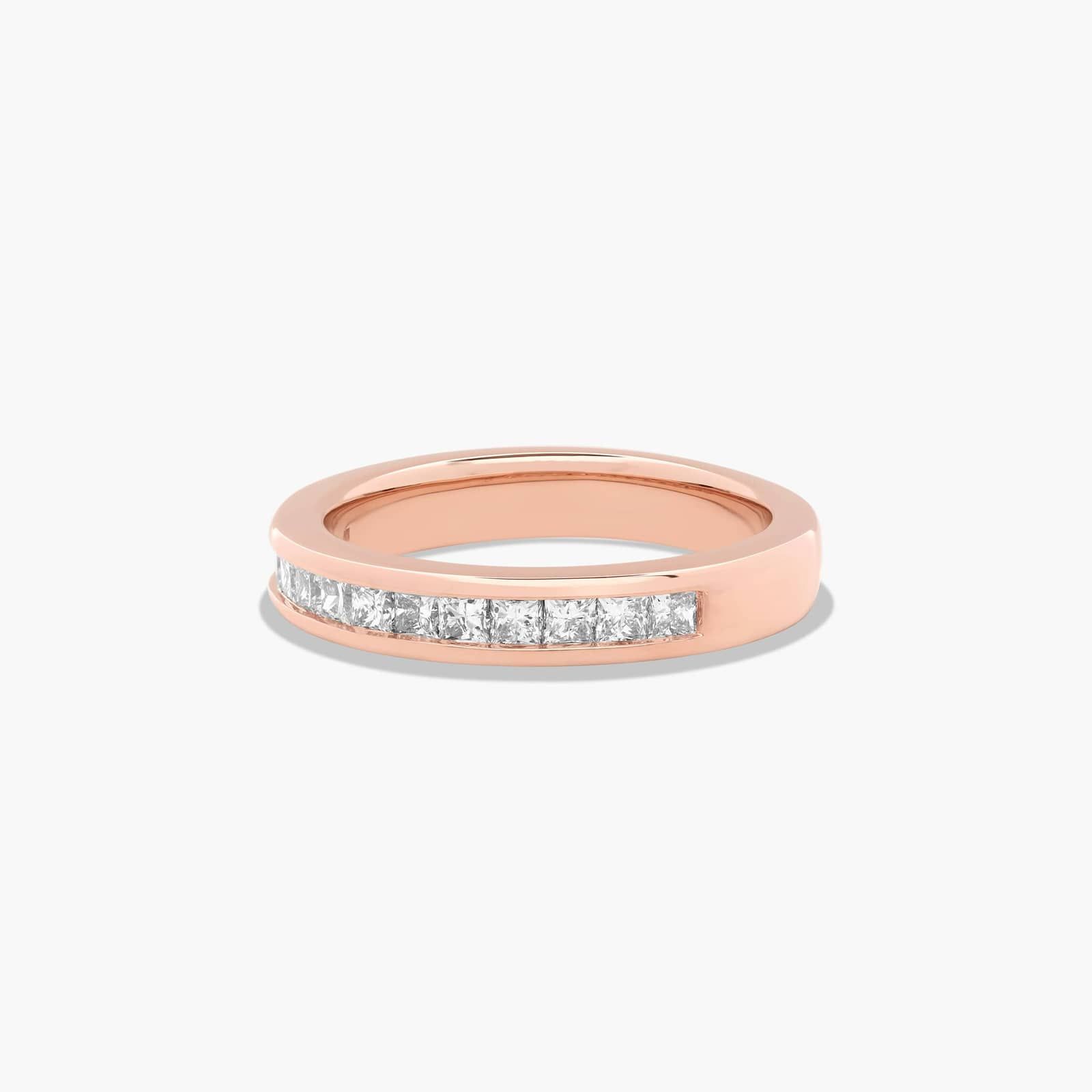 Channel Set Anniversary Ring With 0.5 CTW Princess Cut Diamonds In 14K Rose Gold (3.30mm)