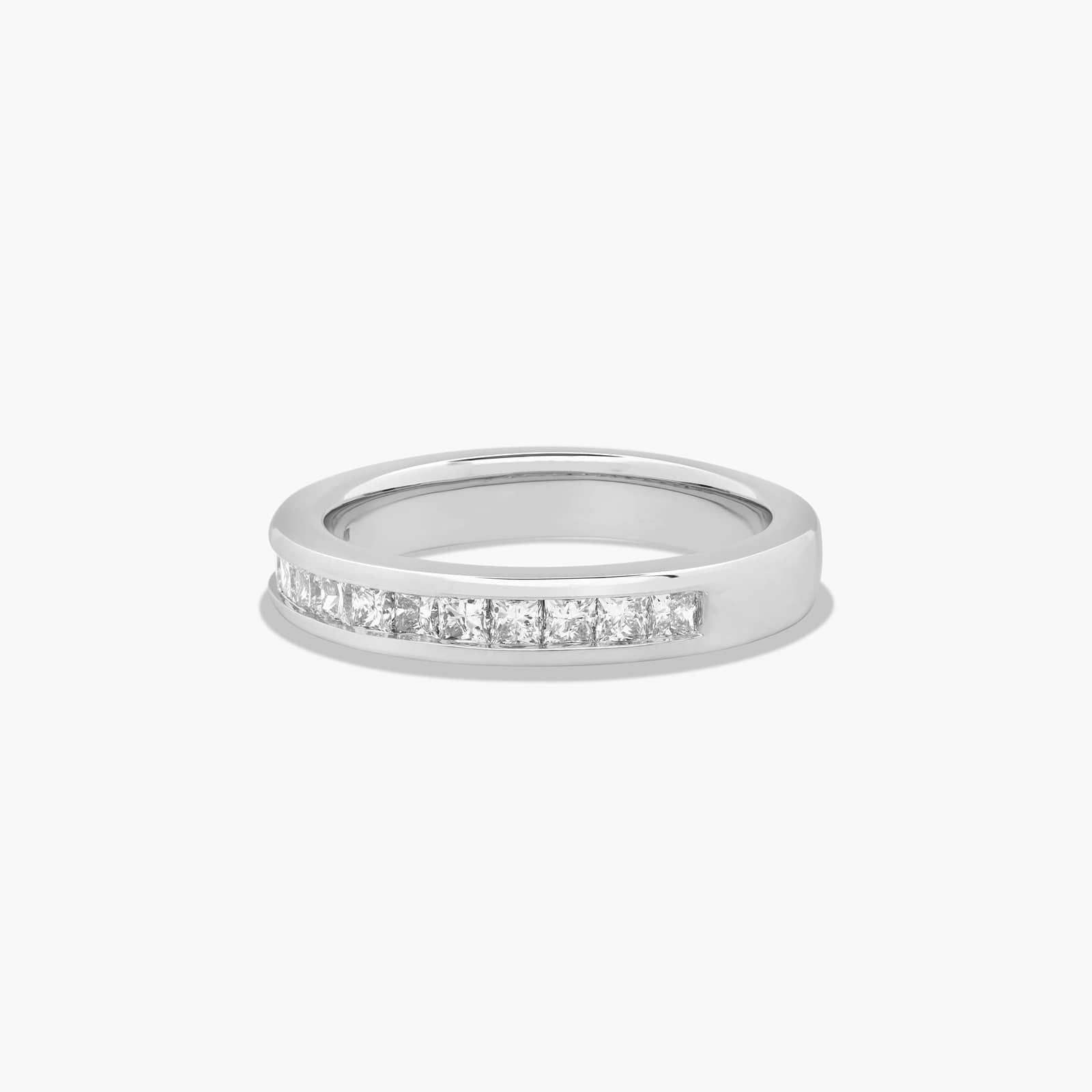 Channel Set Anniversary Ring With 0.5 CTW Princess Cut Diamonds In 14K White Gold (3.30mm)