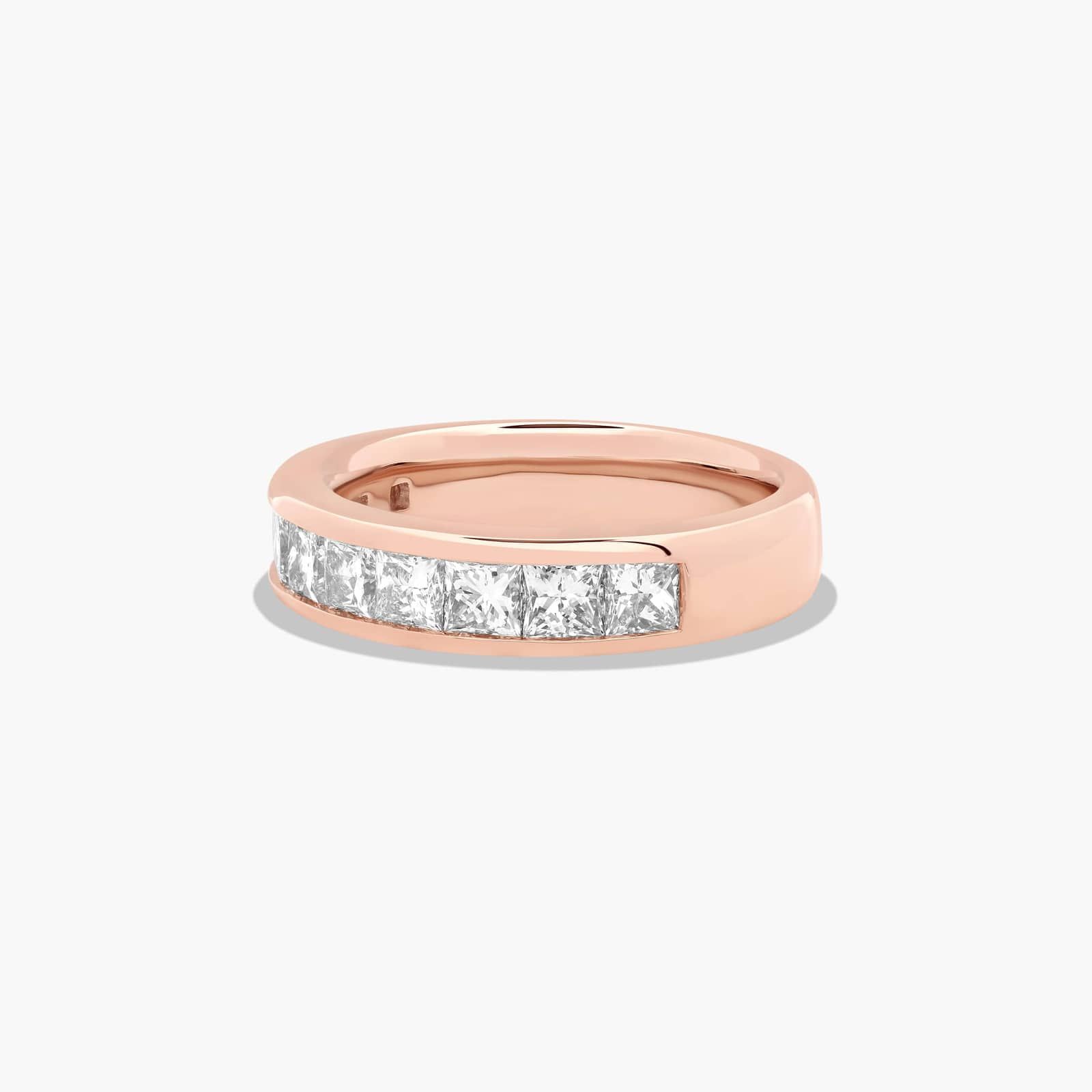 Channel Set Anniversary Ring With 1.5 CTW Princess Cut Diamonds In 14K Rose Gold (4.20mm)