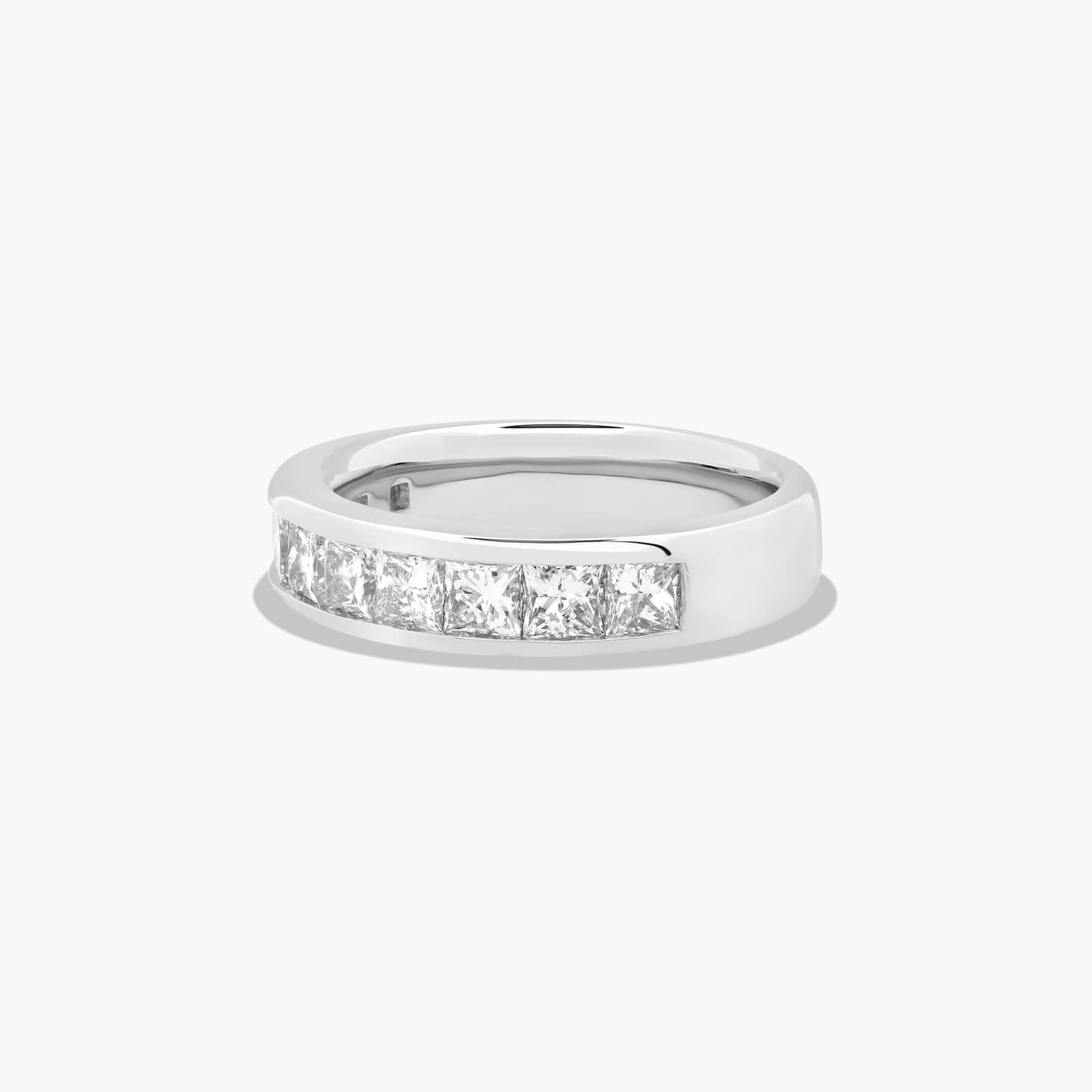 Channel Set Anniversary Ring With 1.5 CTW Princess Cut Diamonds In 14K White Gold (4.20mm)