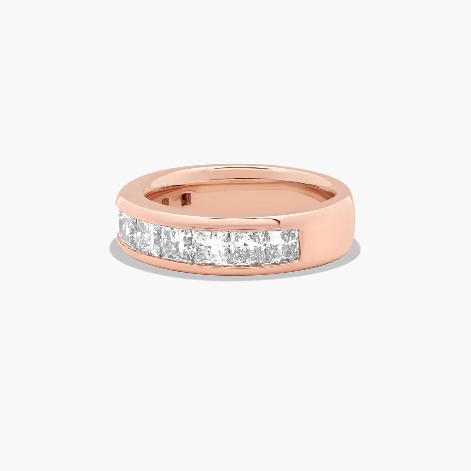 Channel Set Anniversary Ring With 2 CTW Princess Cut Diamonds In 14K Rose Gold (4.70mm)