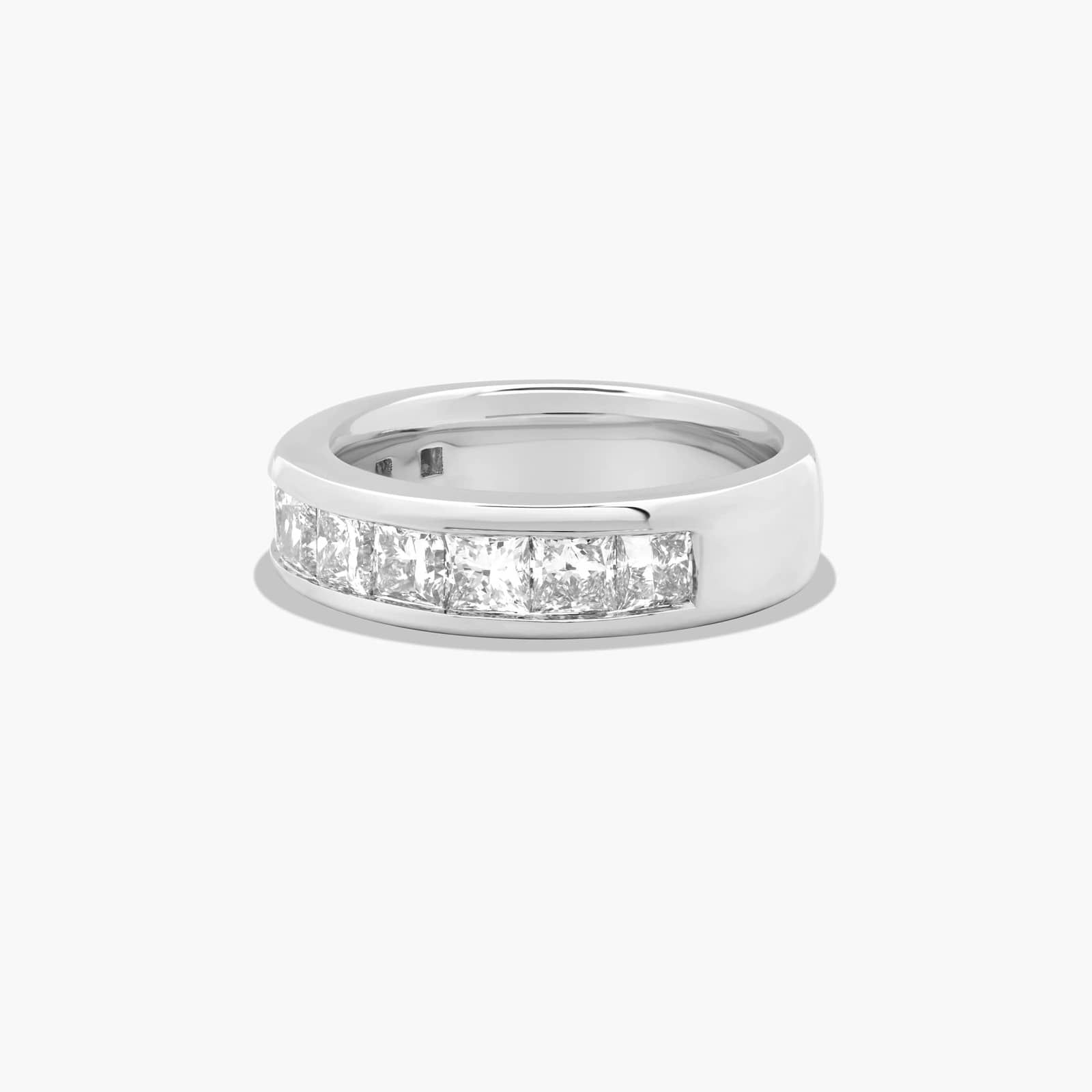 Channel Set Anniversary Ring With 2 CTW Princess Cut Diamonds In 14K White Gold (4.70mm)