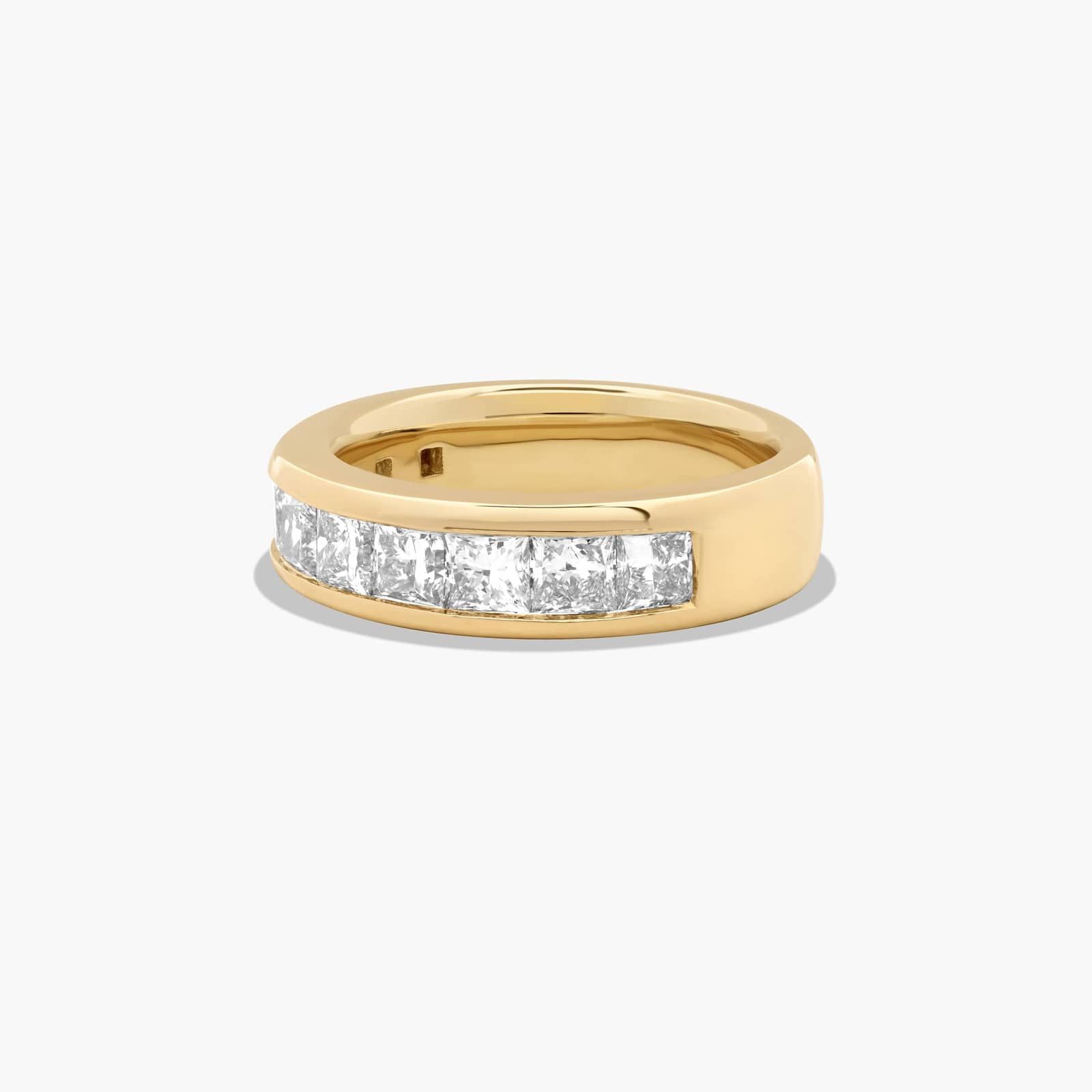 Channel Set Anniversary Ring With 2 CTW Princess Cut Diamonds In 14K Yellow Gold (4.70mm)