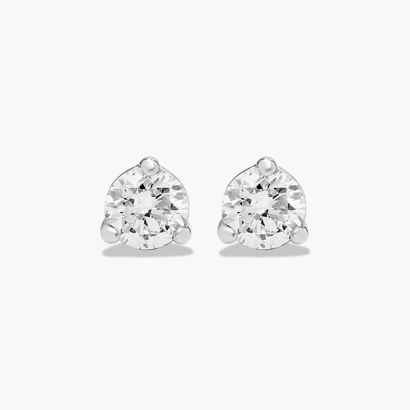 Three Prong Martini 0.25 CTW Round Diamond Earrings In Platinum