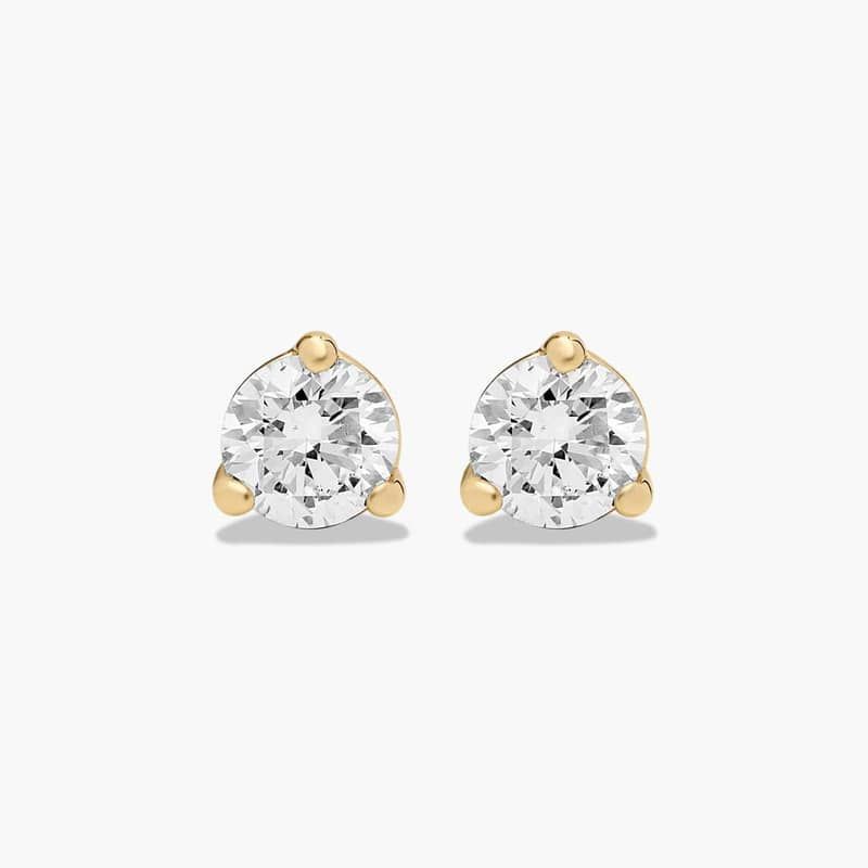 Three Prong Martini 0.25 CTW Lab-Grown Diamond Stud Earrings In 14K Yellow Gold